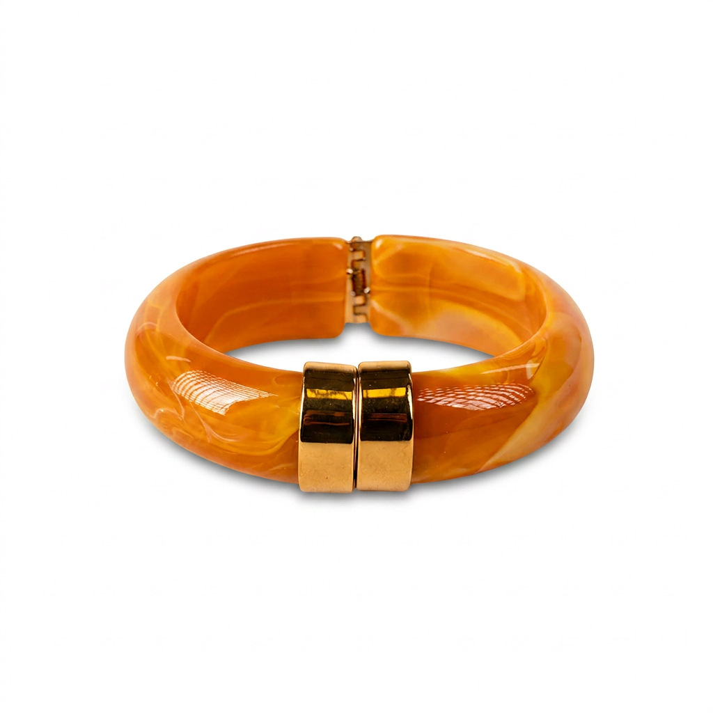MARBLED RESIN RIGID BRACELET WITH SPRING CLASP