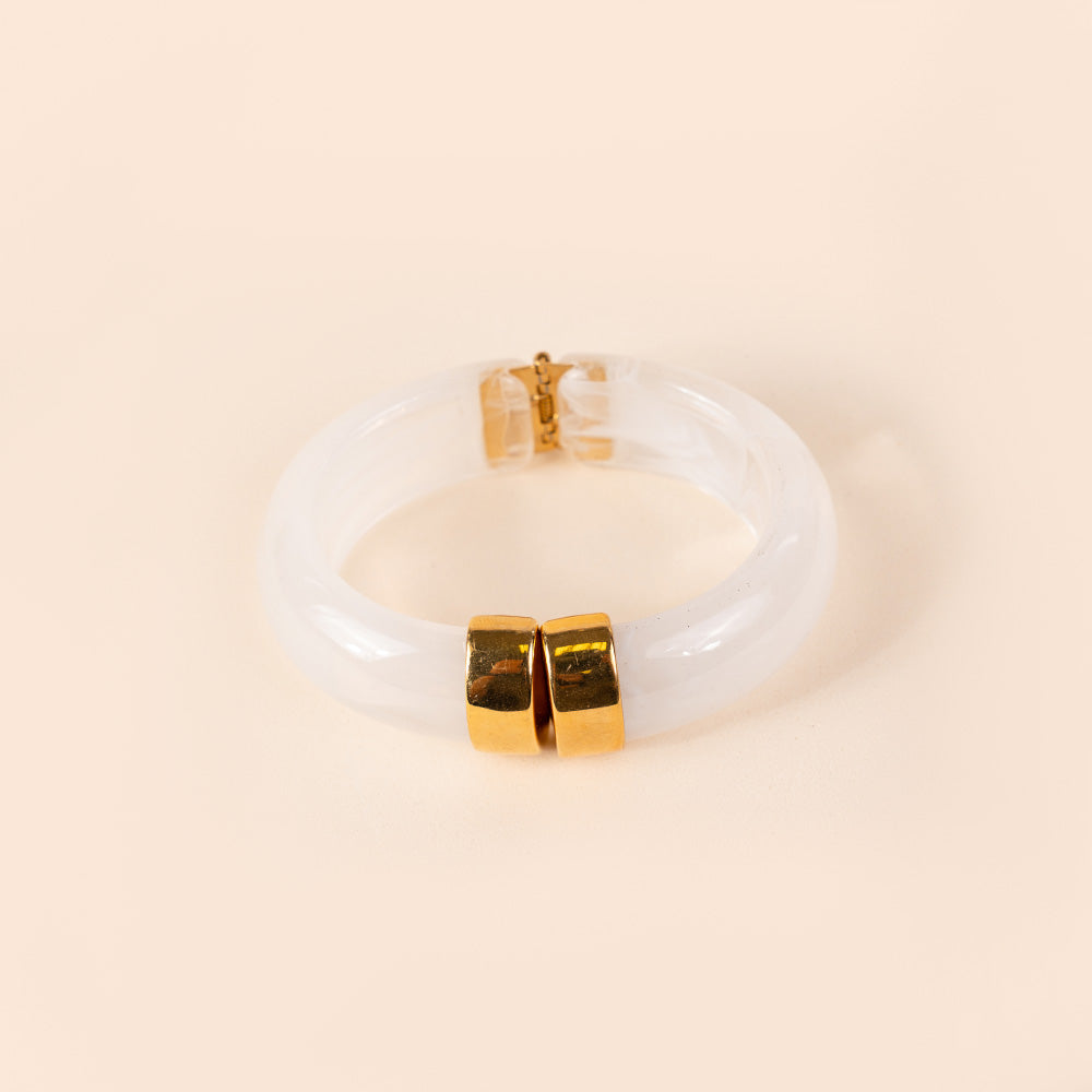 BRACCIALE RIGIDO IN RESINA MARMORIZZATA CON CHIUSURA A MOLLA