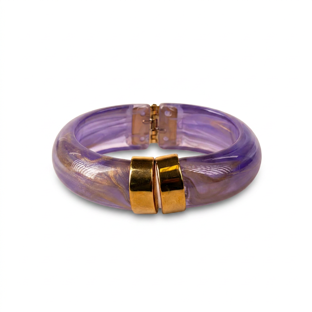 MARBLED RESIN RIGID BRACELET WITH SPRING CLASP