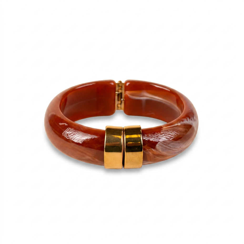 MARBLED RESIN RIGID BRACELET WITH SPRING CLASP