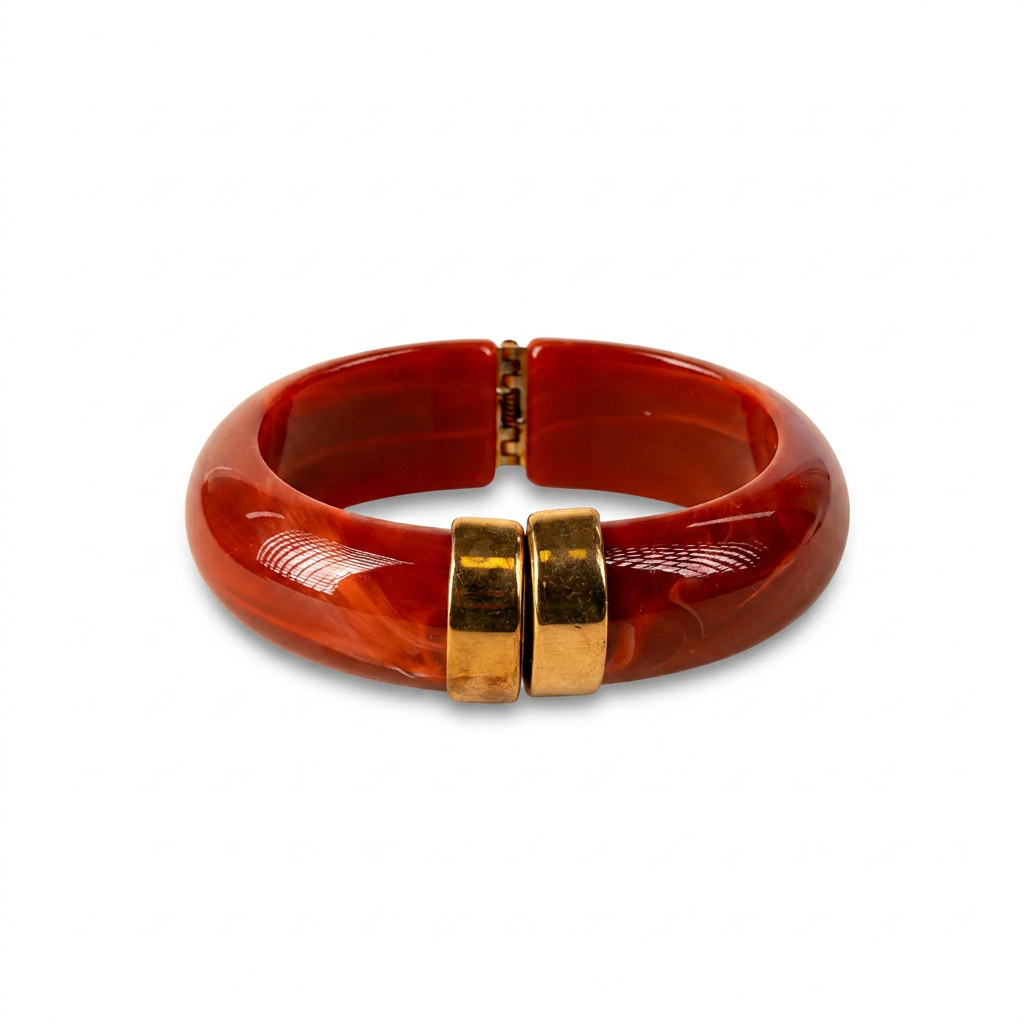 MARBLED RESIN RIGID BRACELET WITH SPRING CLASP