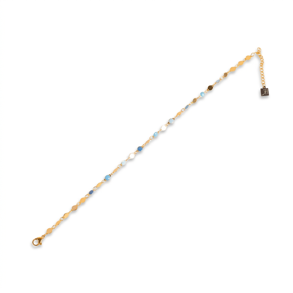 ANKLE BRACELET WITH SIMPLE AND COLORFUL CIRCULAR PLATES