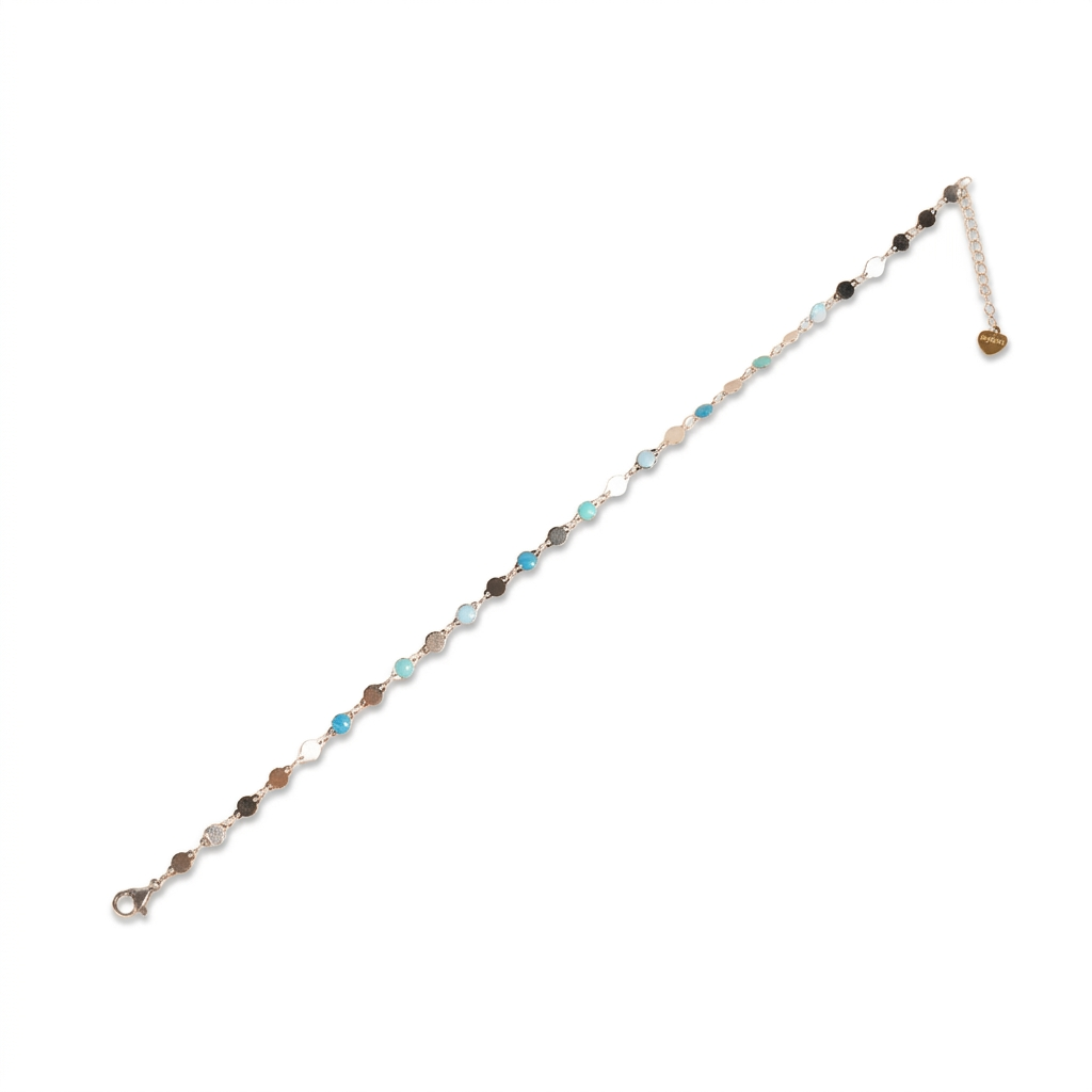 ANKLE BRACELET WITH SIMPLE AND COLORFUL CIRCULAR PLATES