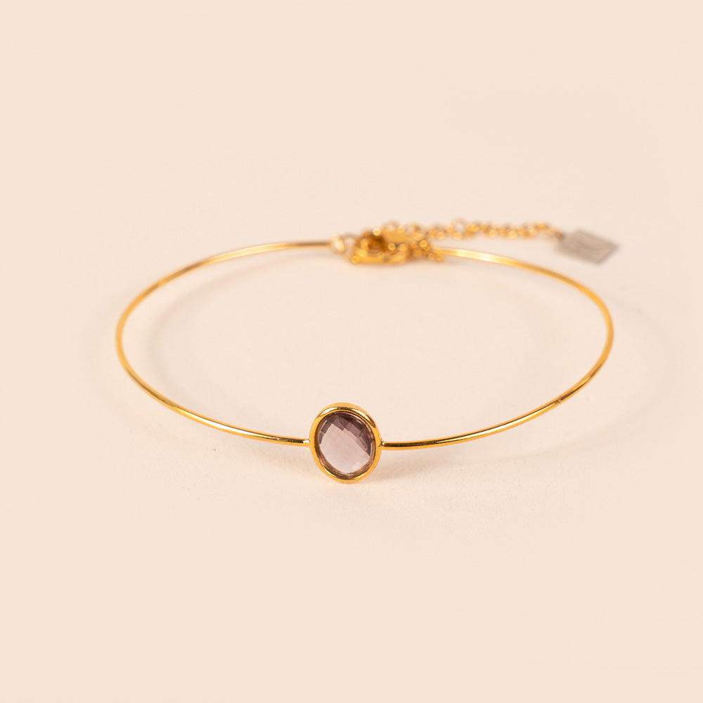 BRACCIALE RIGIDO FINO CON PIETRA OVALE CENTRALE
