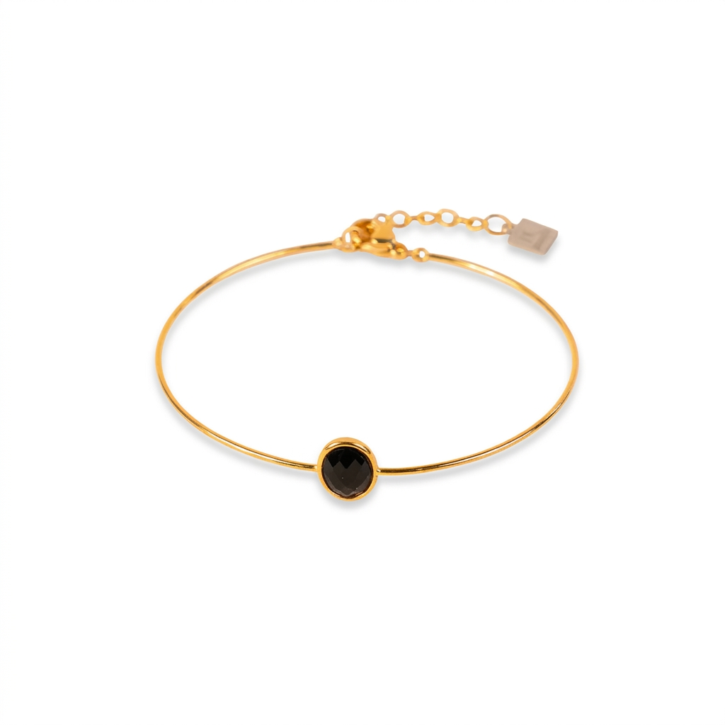 BRACCIALE RIGIDO FINO CON PIETRA OVALE CENTRALE