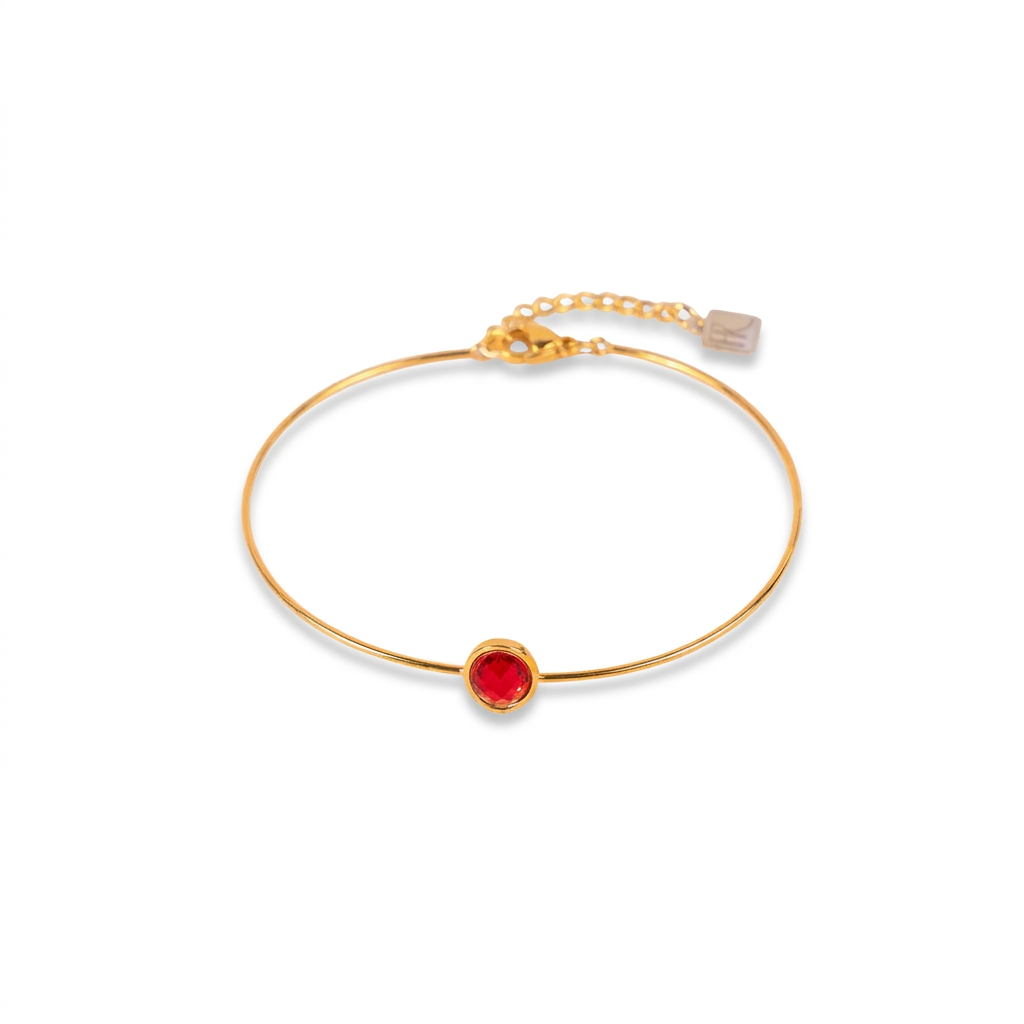 BRACCIALE RIGIDO FINO CON PIETRA OVALE CENTRALE