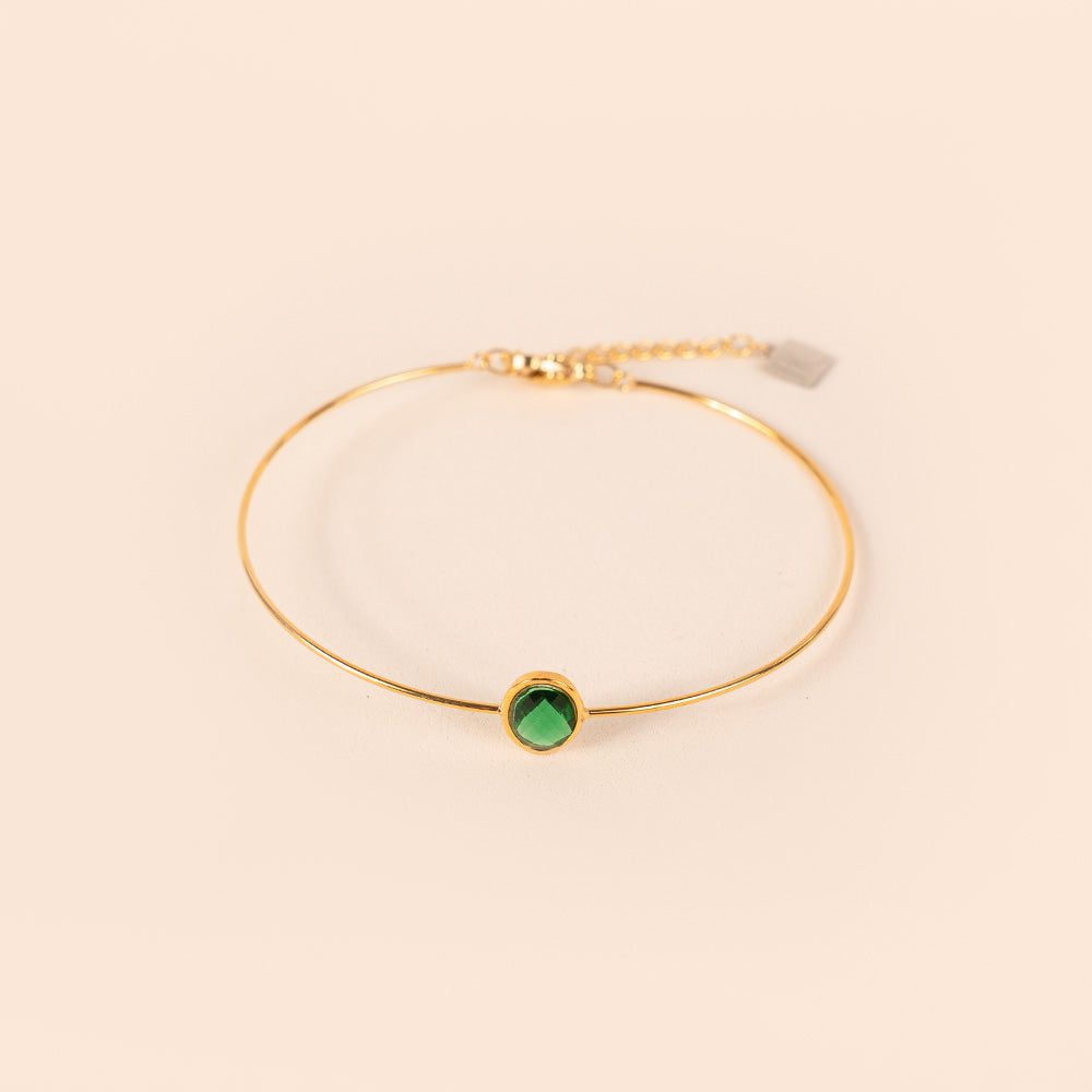BRACCIALE RIGIDO FINO CON PIETRA OVALE CENTRALE