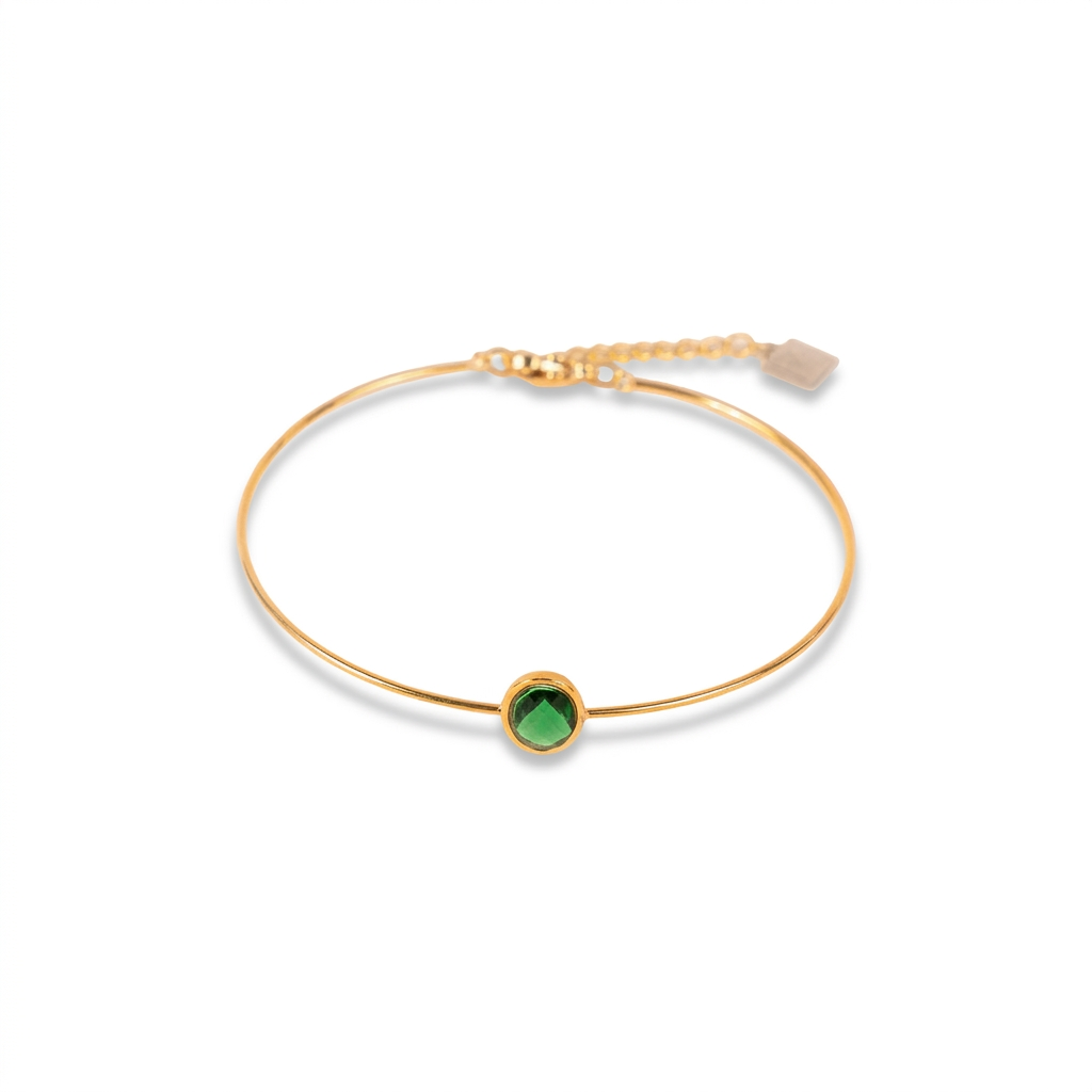BRACCIALE RIGIDO FINO CON PIETRA OVALE CENTRALE