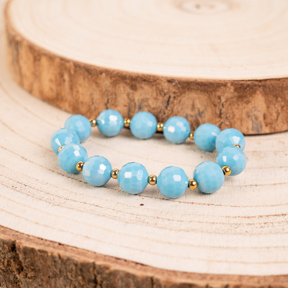 BRACCIALE ELASTICO CON SFERE SFACCETTATE COLORATE