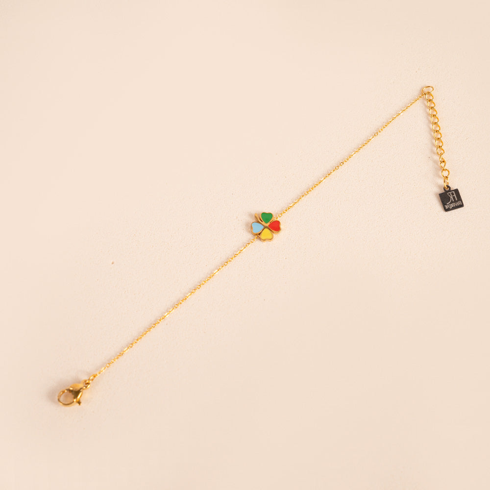 BRACCIALE FINO CON QUADRIFOGLIO COLORATO