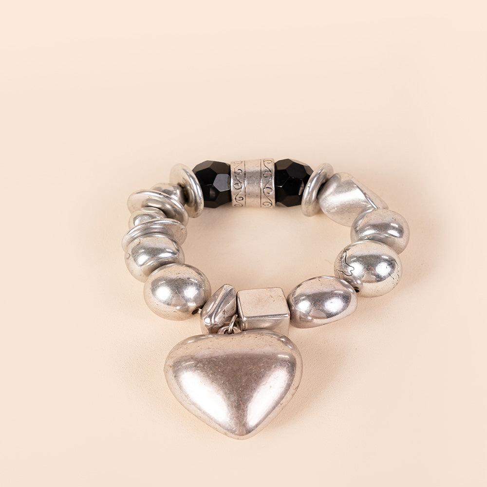 BRACCIALE ELASTICO CON CIONDOLO A CUORE GRANDE