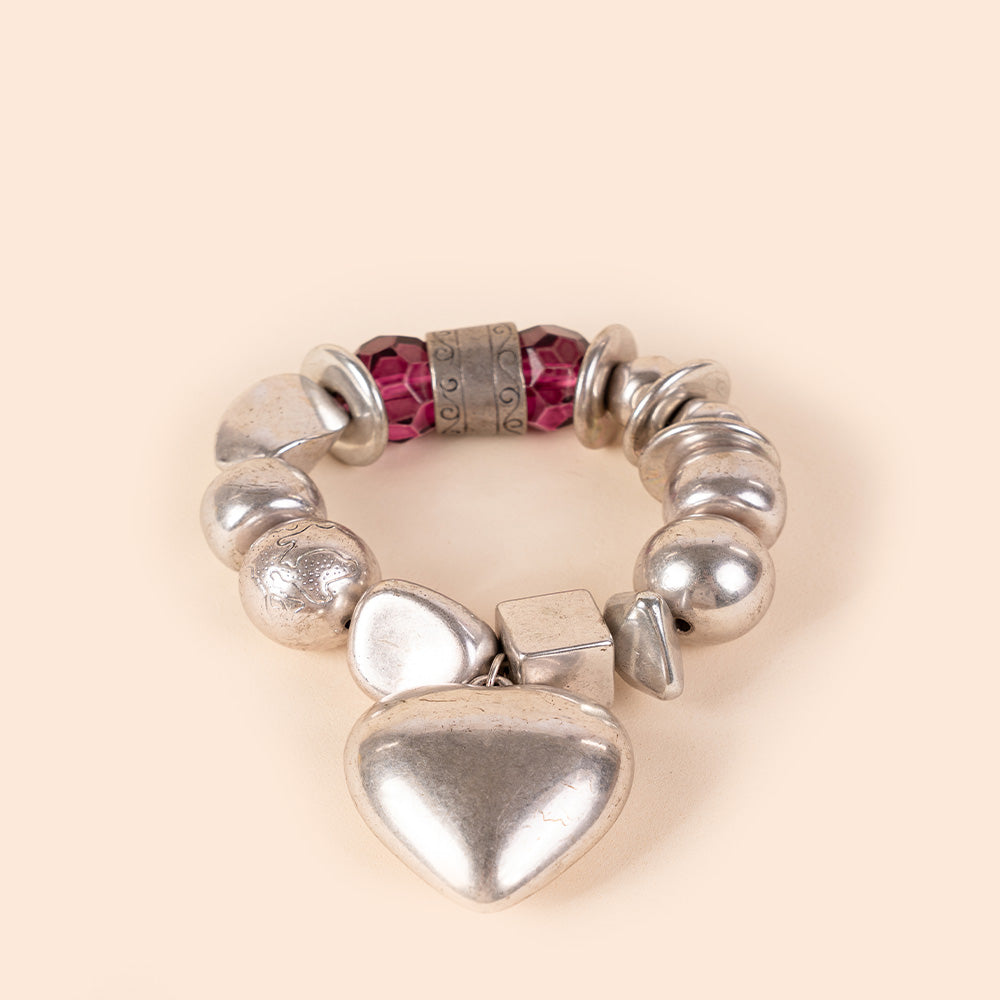 BRACCIALE ELASTICO CON CIONDOLO A CUORE GRANDE