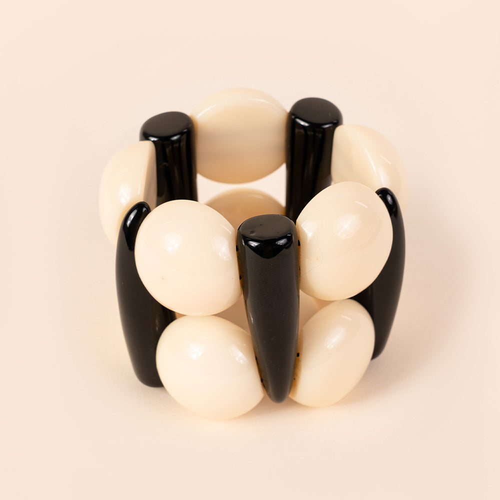 BRACCIALE ELASTICO CON MEZZE SFERE A CONTRASTO