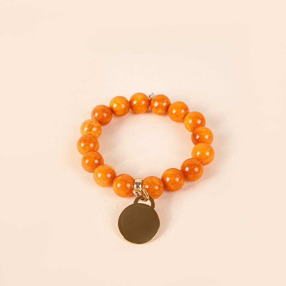BRACCIALE ELASTICO CON PIETRE COLORATE E CIONDOLO