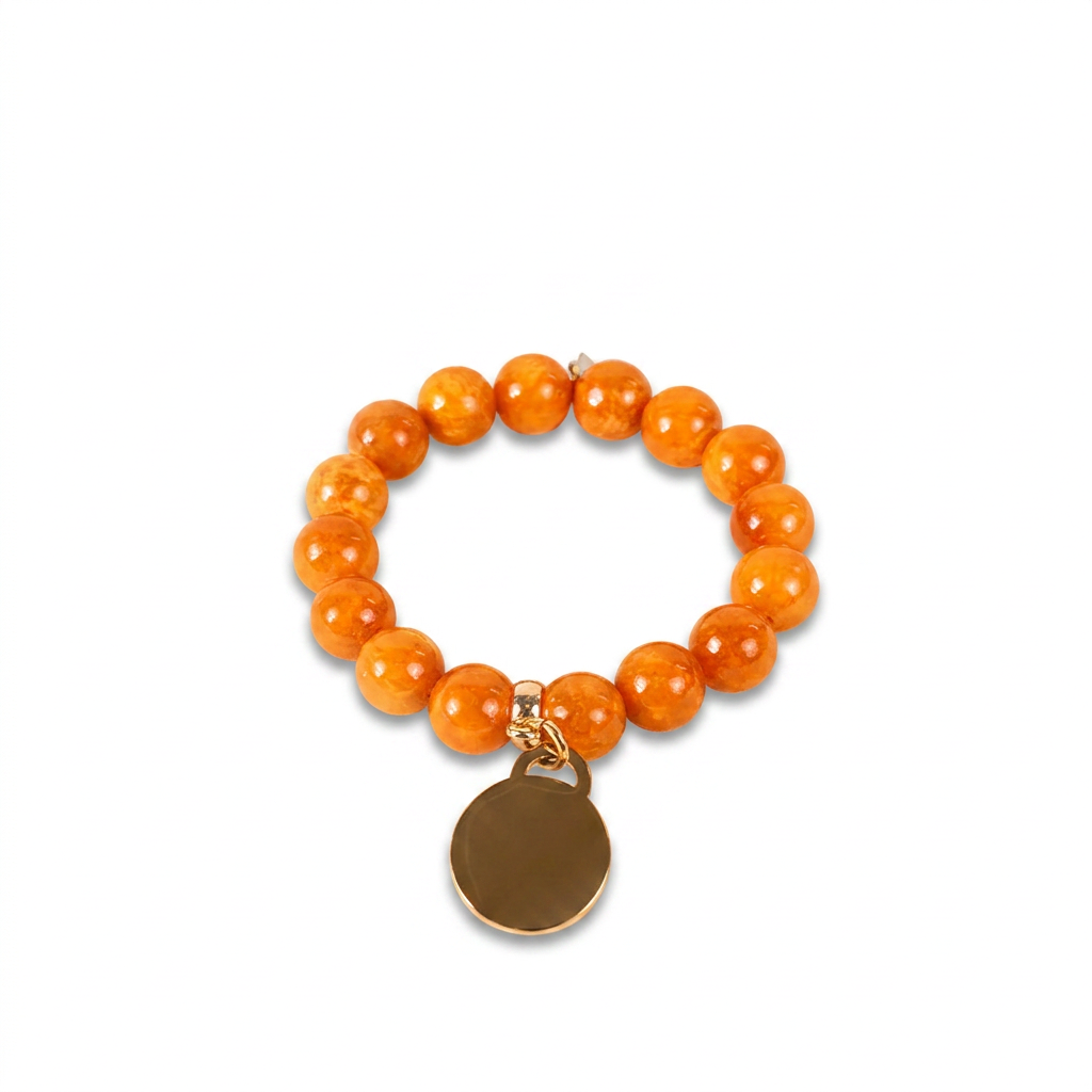 ELASTIC BRACELET WITH COLORED STONES AND PENDANT
