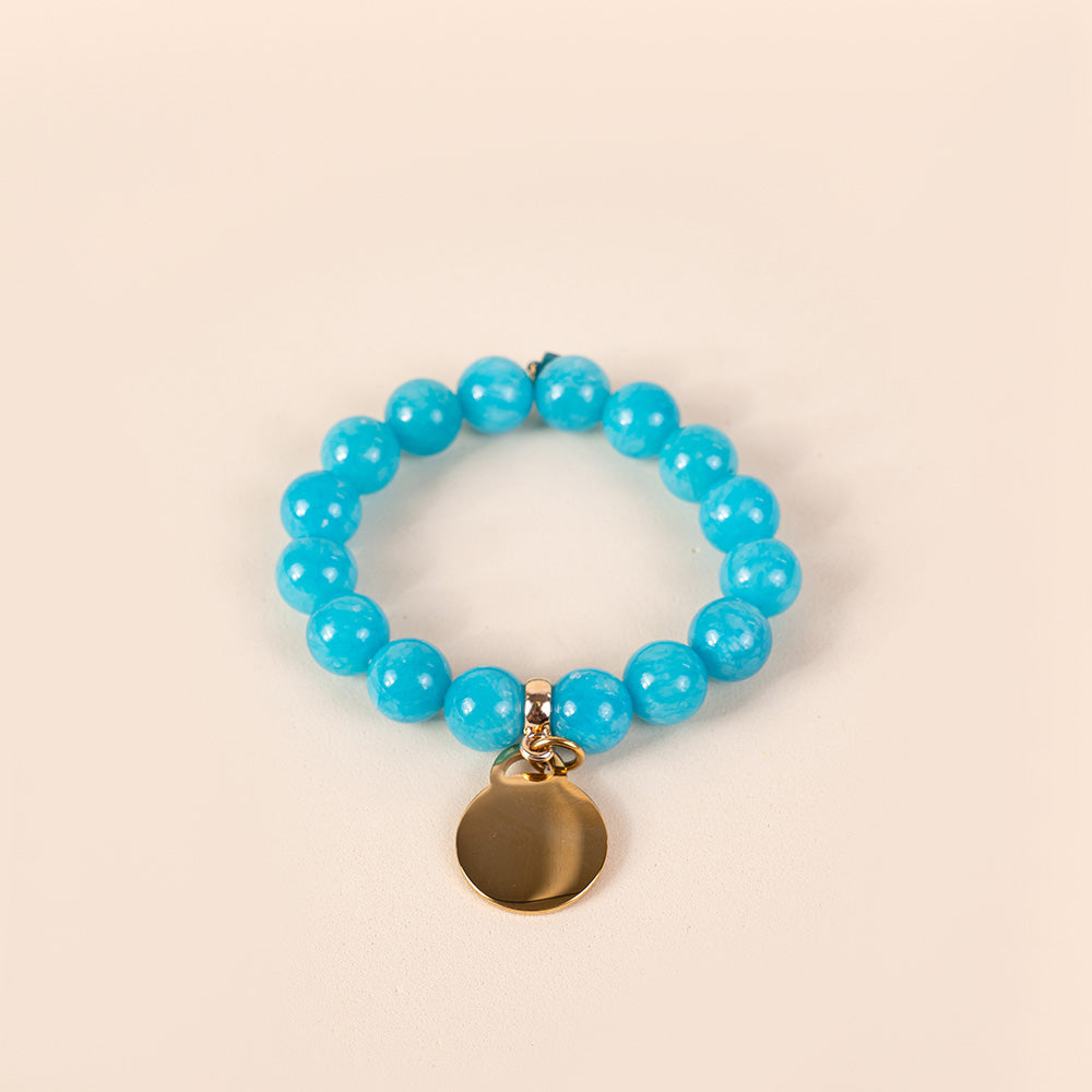 BRACCIALE ELASTICO CON PIETRE COLORATE E CIONDOLO