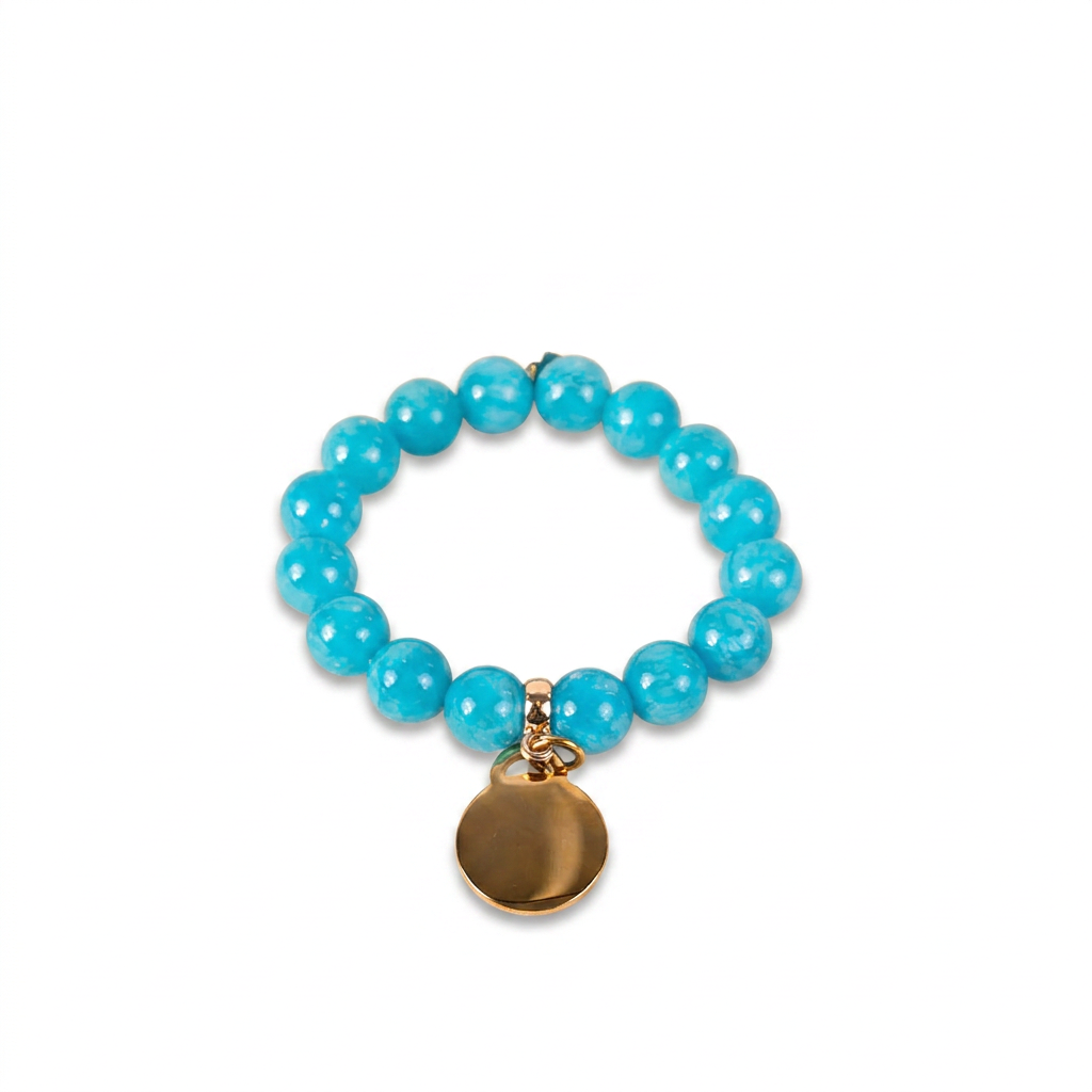 ELASTIC BRACELET WITH COLORED STONES AND PENDANT