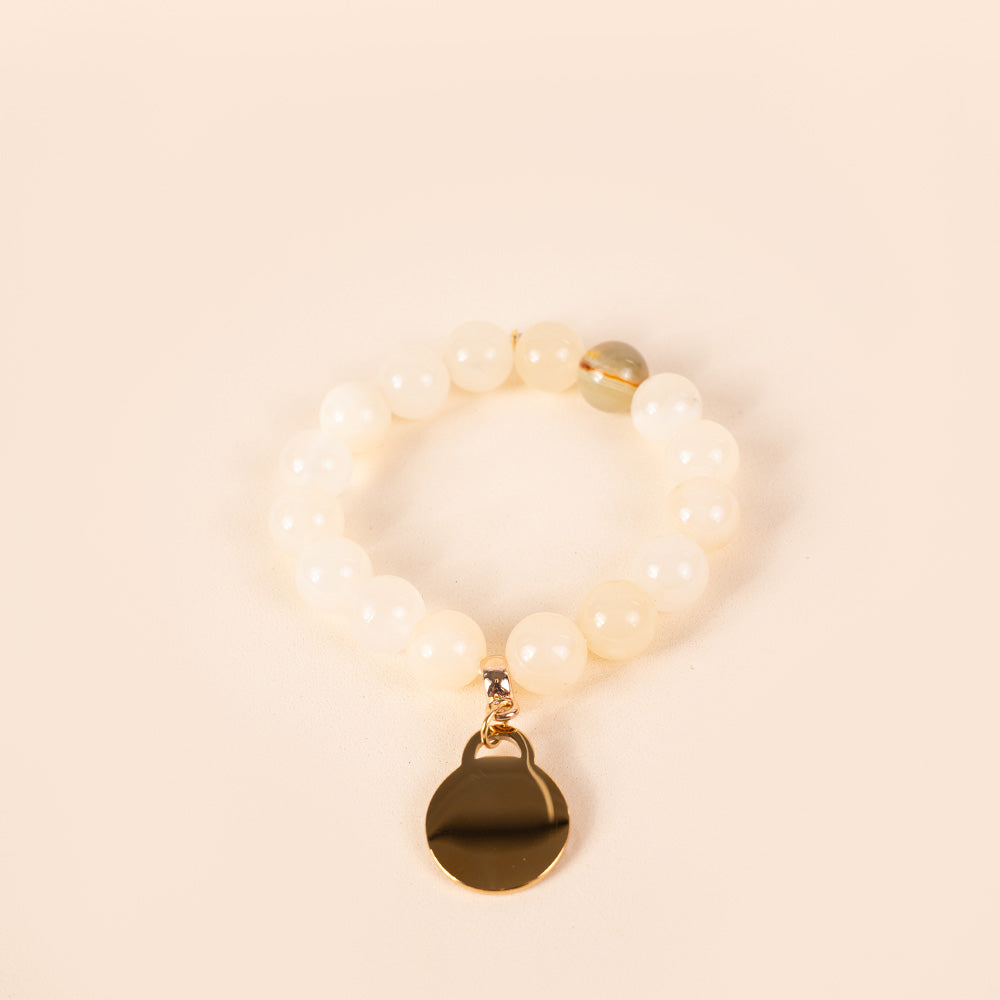BRACCIALE ELASTICO CON PIETRE COLORATE E CIONDOLO