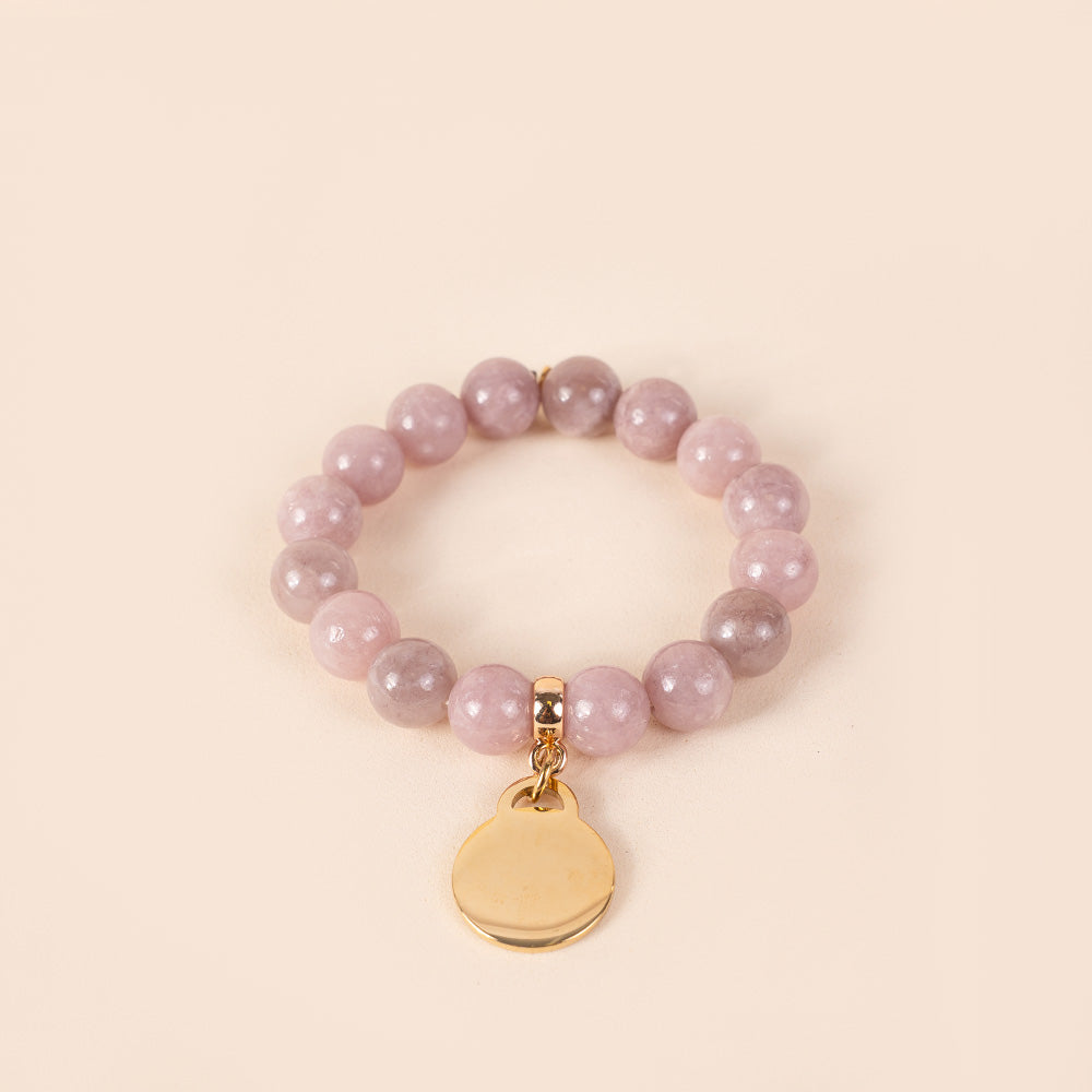 BRACCIALE ELASTICO CON PIETRE COLORATE E CIONDOLO
