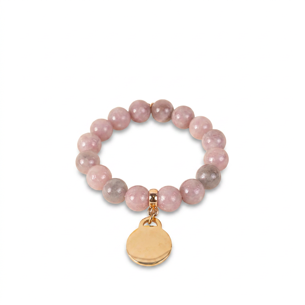 ELASTIC BRACELET WITH COLORED STONES AND PENDANT