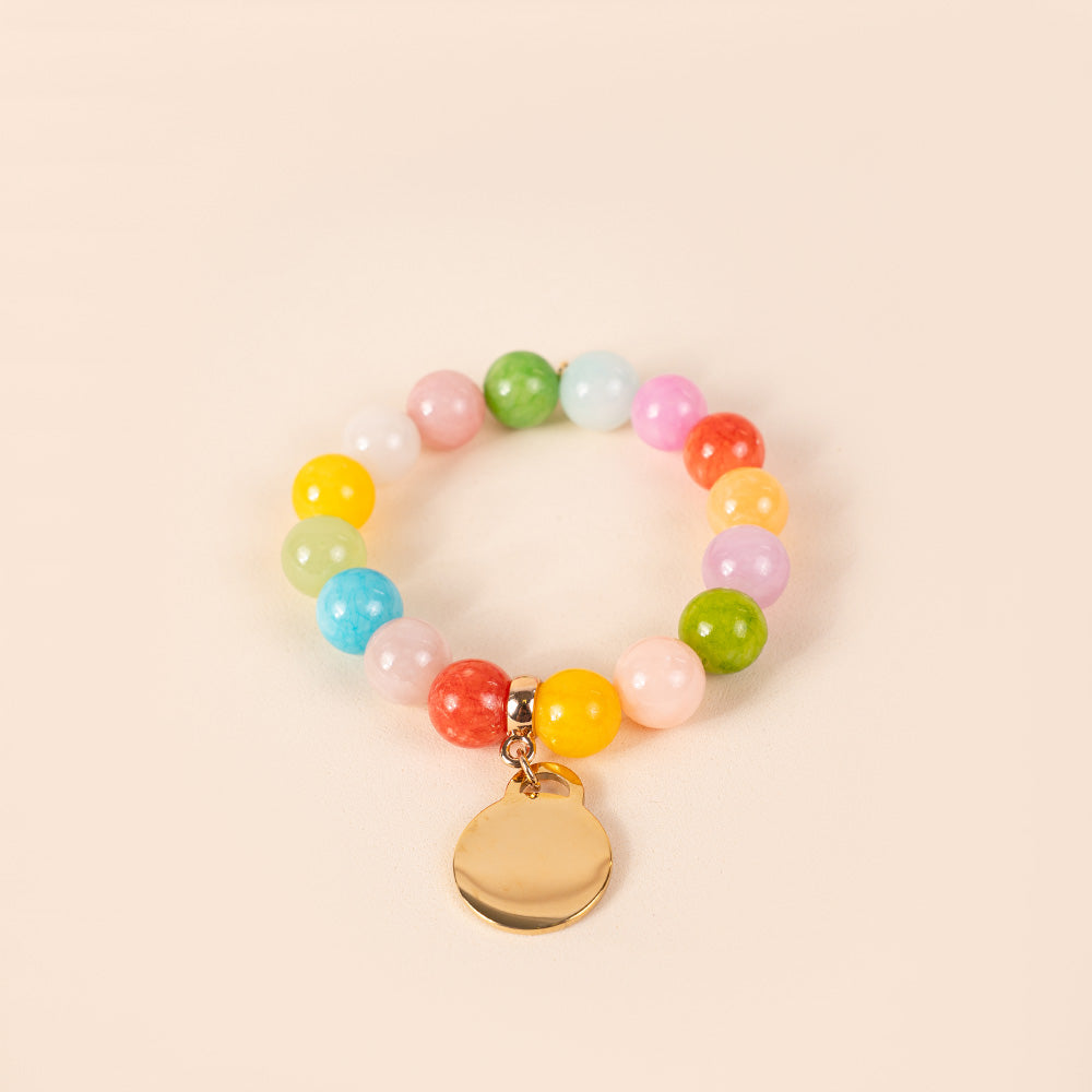 BRACCIALE ELASTICO CON PIETRE COLORATE E CIONDOLO