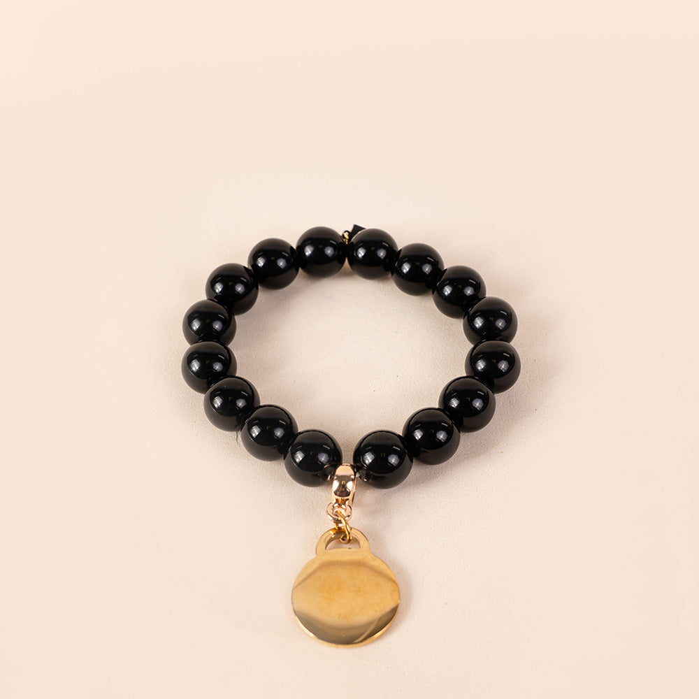 BRACCIALE ELASTICO CON PIETRE COLORATE E CIONDOLO