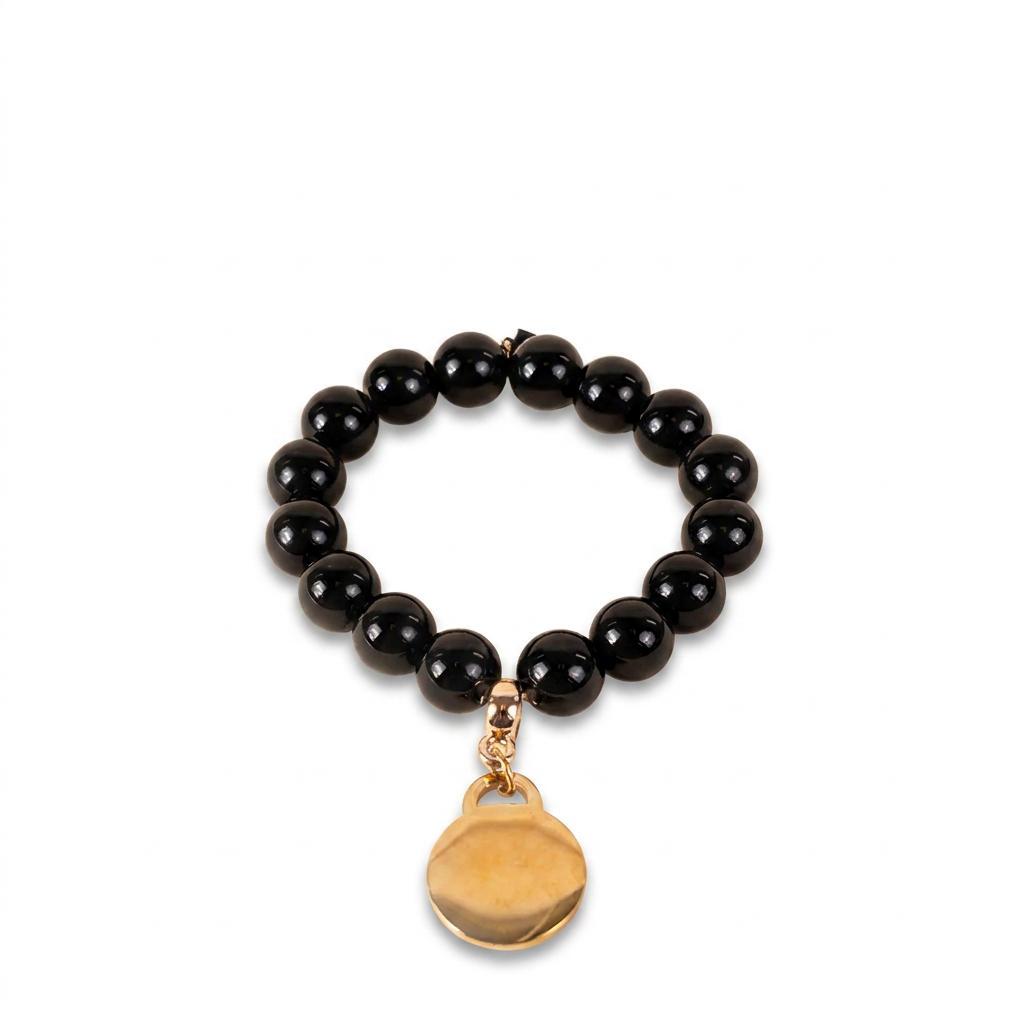 ELASTIC BRACELET WITH COLORED STONES AND PENDANT
