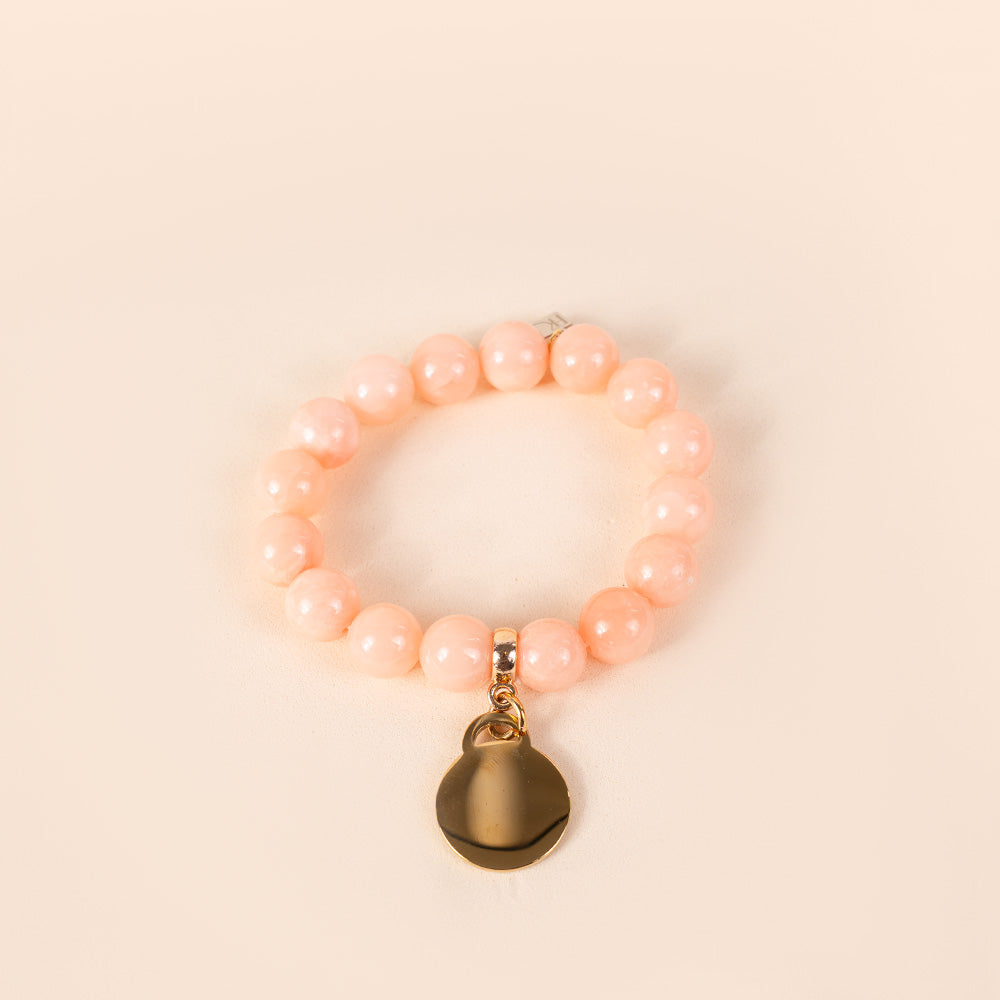 BRACCIALE ELASTICO CON PIETRE COLORATE E CIONDOLO