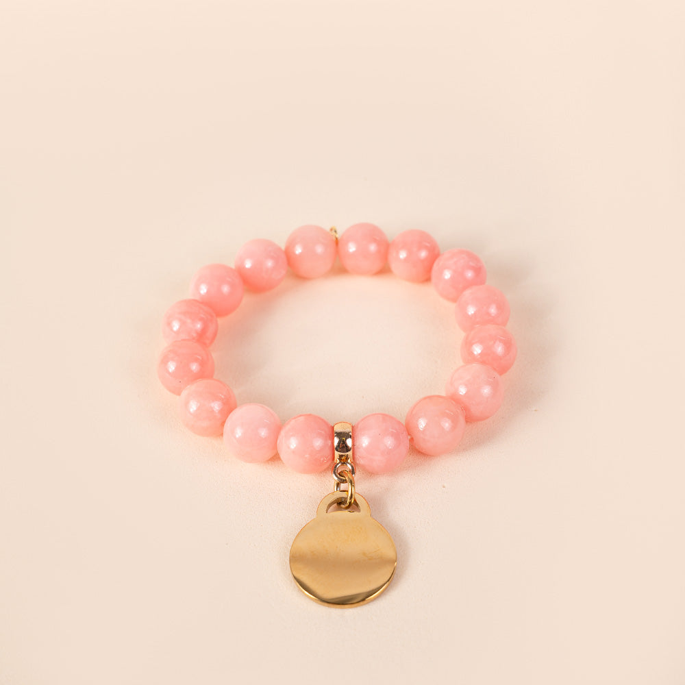 BRACCIALE ELASTICO CON PIETRE COLORATE E CIONDOLO