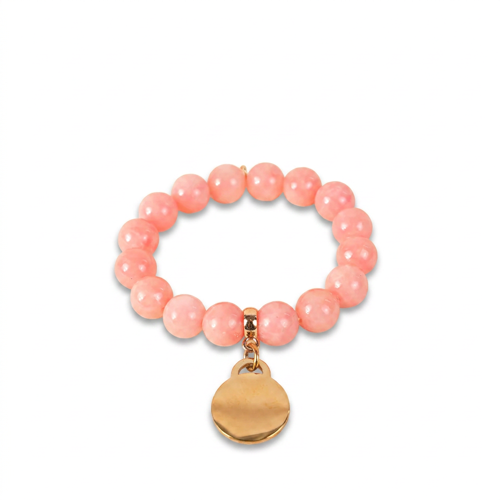 ELASTIC BRACELET WITH COLORED STONES AND PENDANT