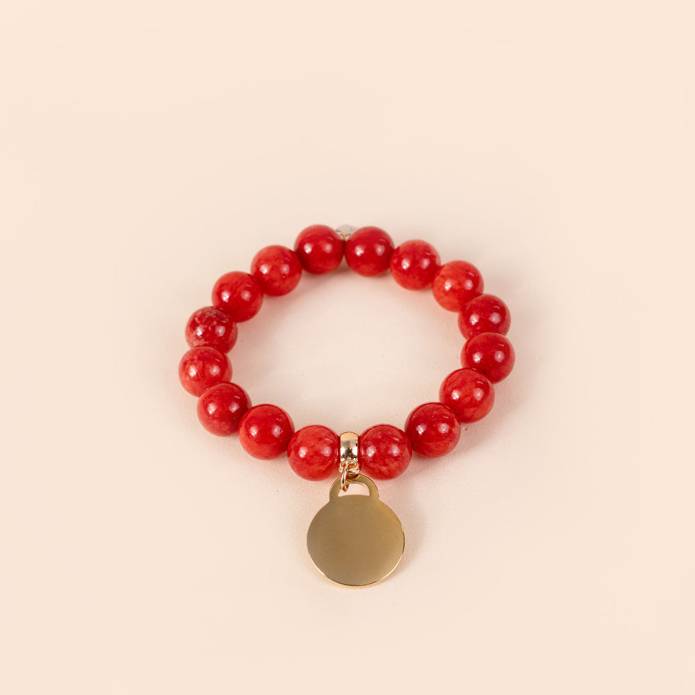 BRACCIALE ELASTICO CON PIETRE COLORATE E CIONDOLO