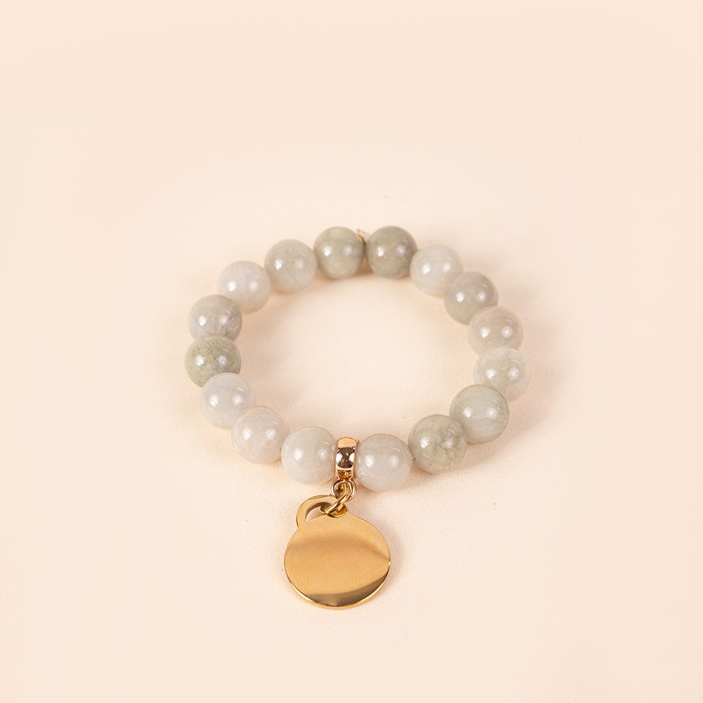 BRACCIALE ELASTICO CON PIETRE COLORATE E CIONDOLO