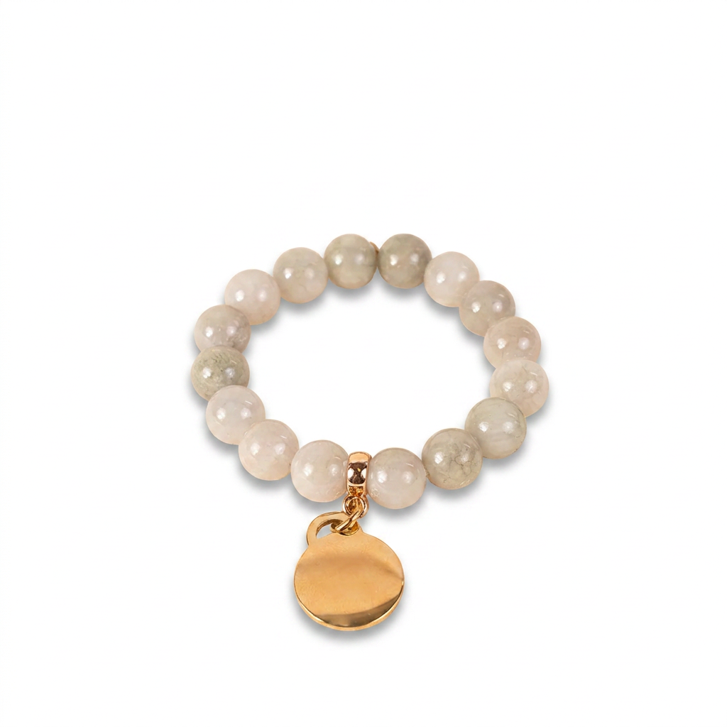 ELASTIC BRACELET WITH COLORED STONES AND PENDANT