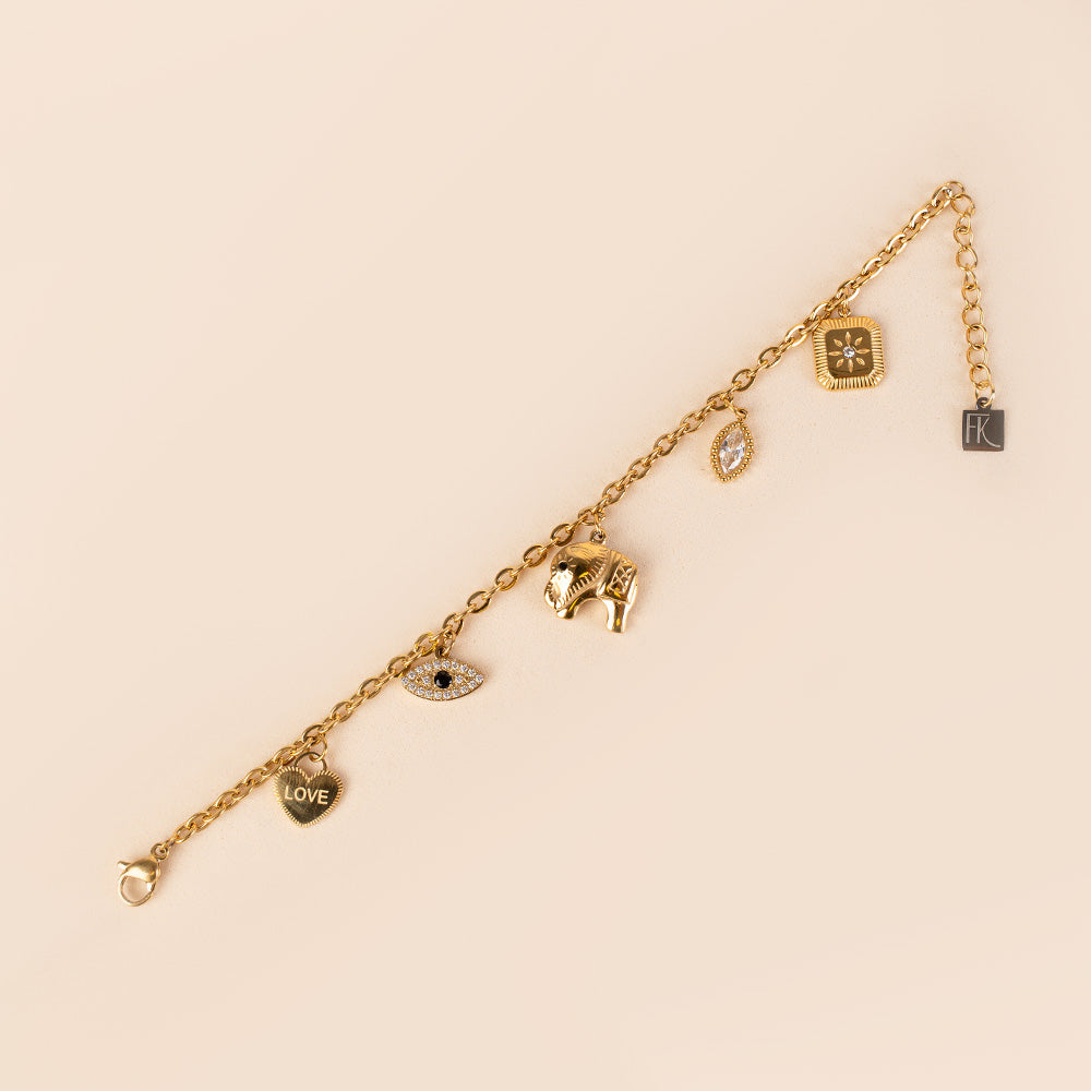 BRACCIALE CON CHARM FISSI CON STRASS