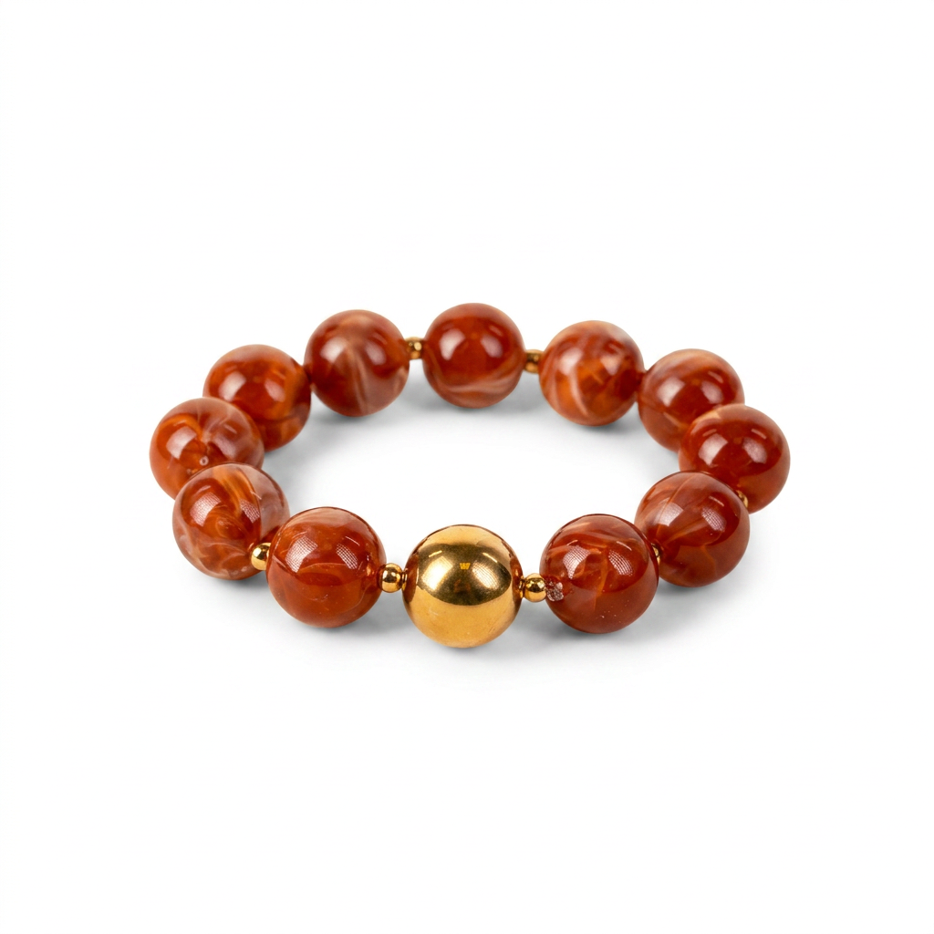 BRACCIALE ELASTICO CON SFERE MARMOREE E METALLICHE