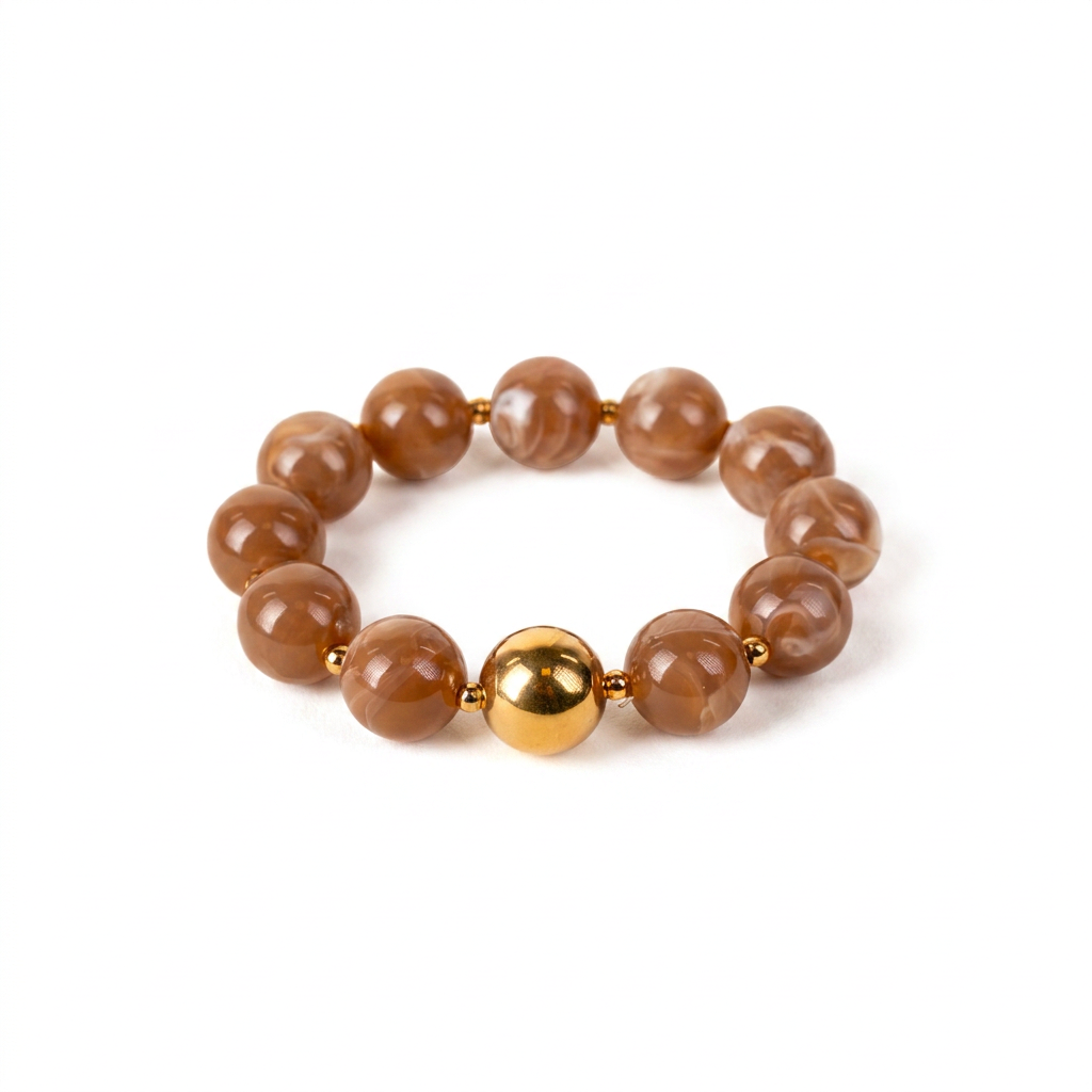 BRACCIALE ELASTICO CON SFERE MARMOREE E METALLICHE