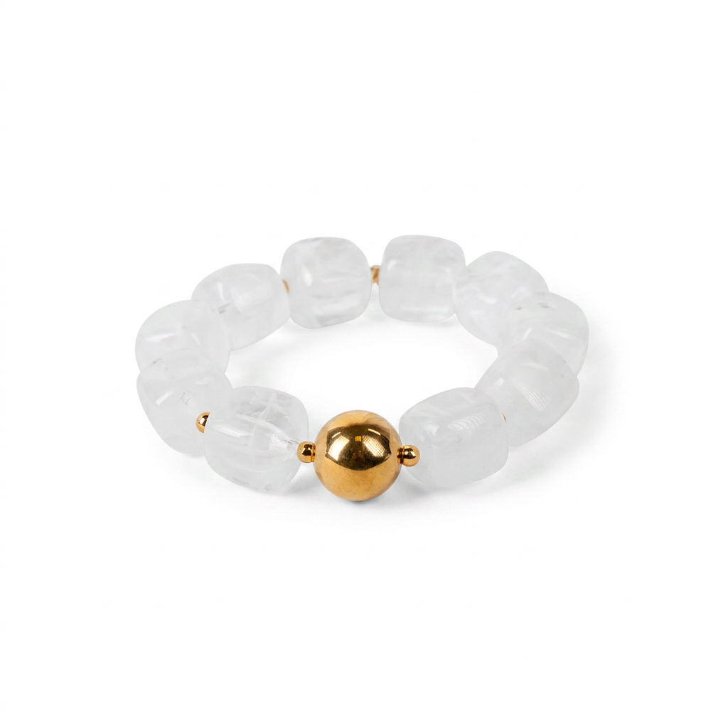 BRACCIALE ELASTICO CON SFERE QUADRATE E METALLICHE