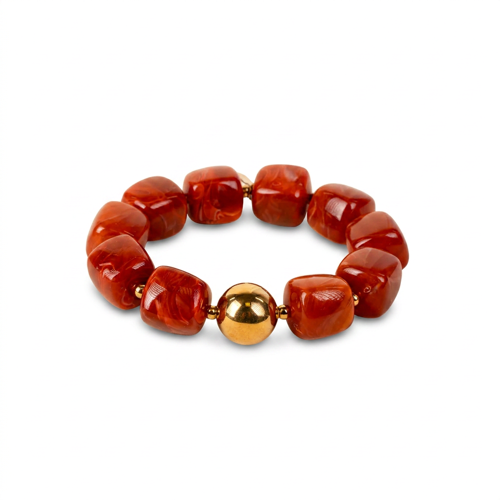 BRACCIALE ELASTICO CON SFERE QUADRATE E METALLICHE