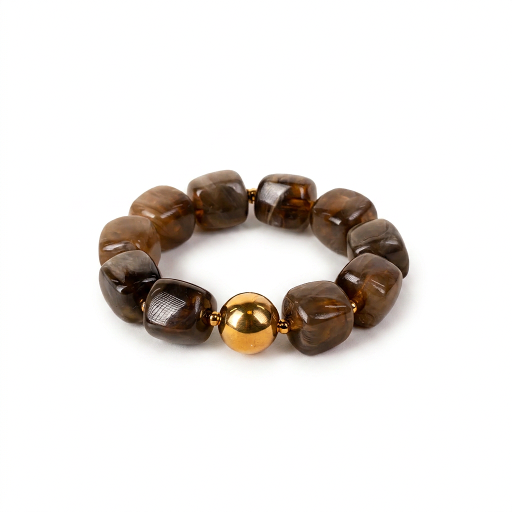 BRACCIALE ELASTICO CON SFERE QUADRATE E METALLICHE