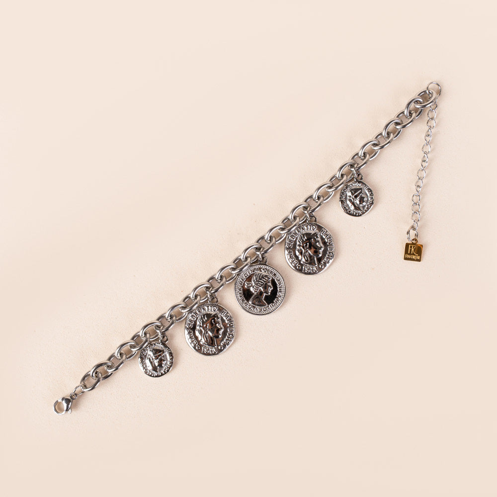 BRACCIALE A CATENA CON MONETE PENDENTI