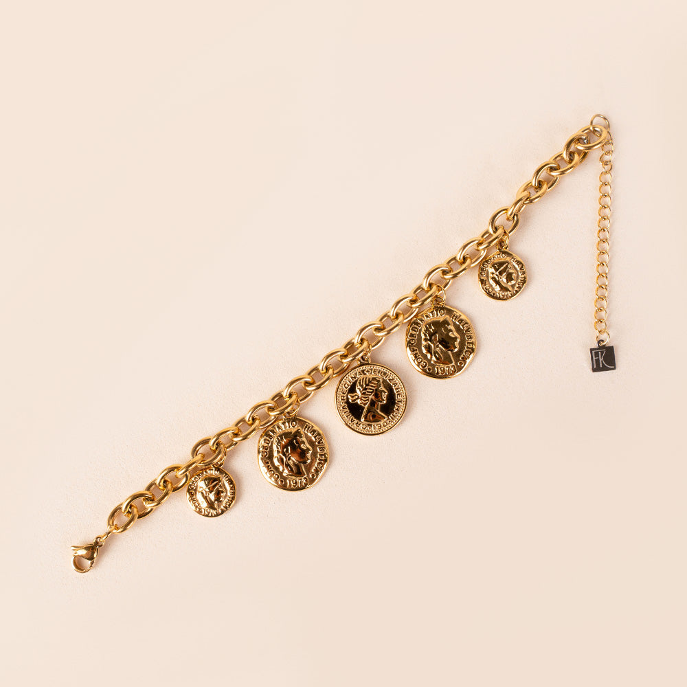 BRACCIALE A CATENA CON MONETE PENDENTI