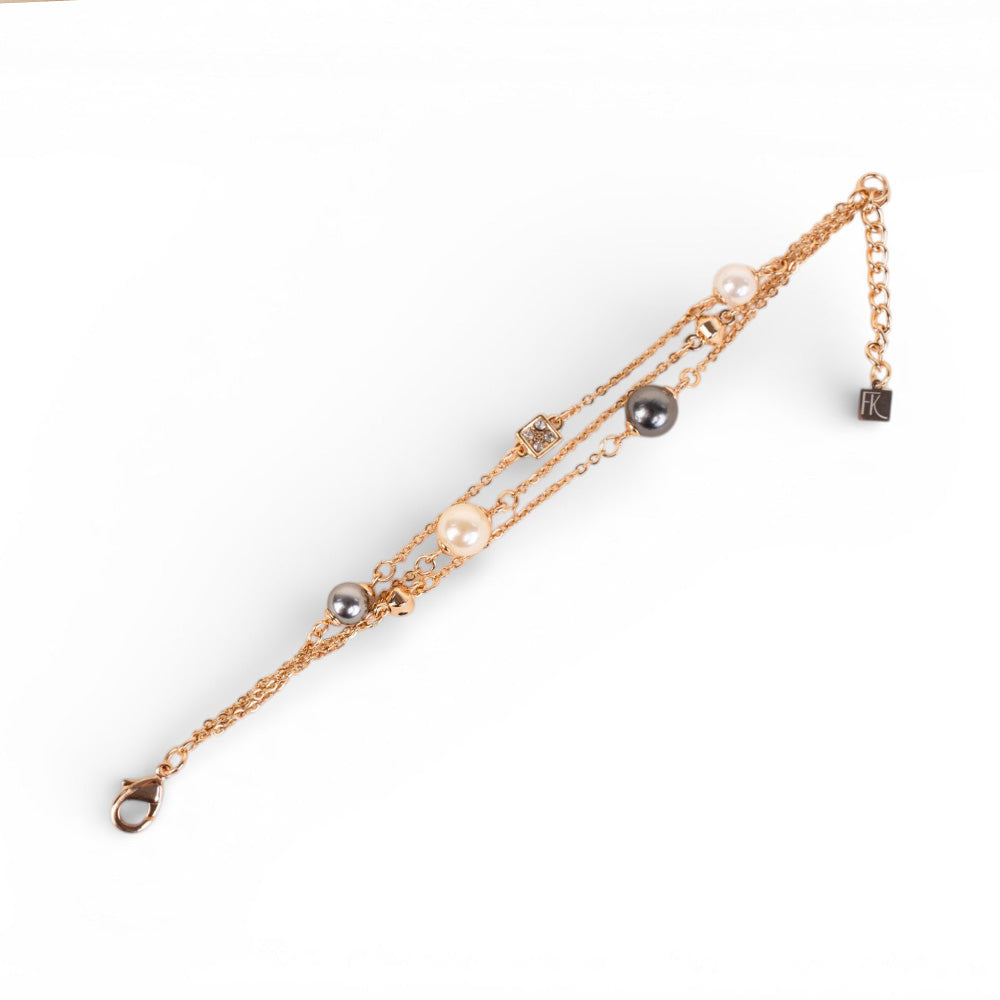 BRACCIALE MULTIFILO CON PERLE E STRASS