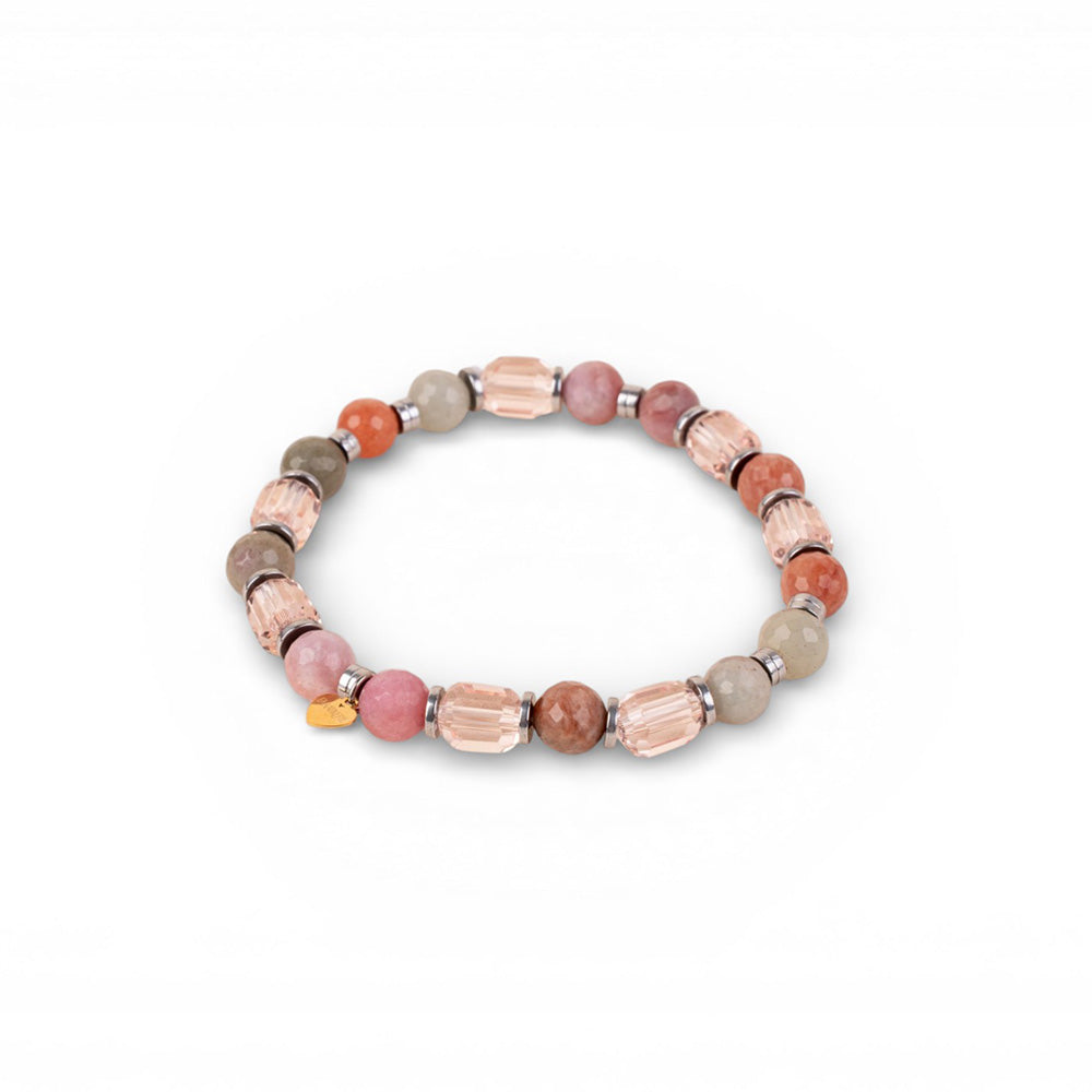 BRACCIALE ELASTICO CON SFERE SFACCETTATE E CILINDRI