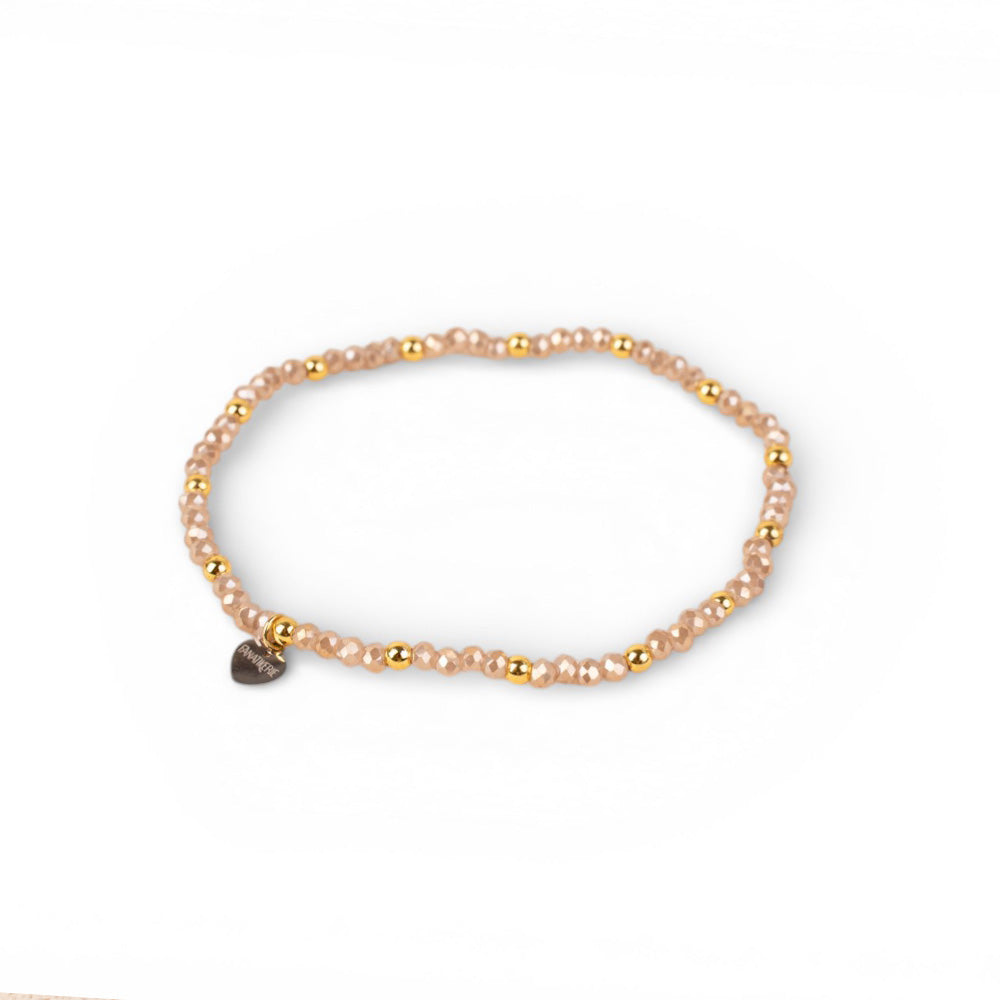 BRACCIALE ELASTICO CON CRISTALLI SFACCETTATI E SFERE