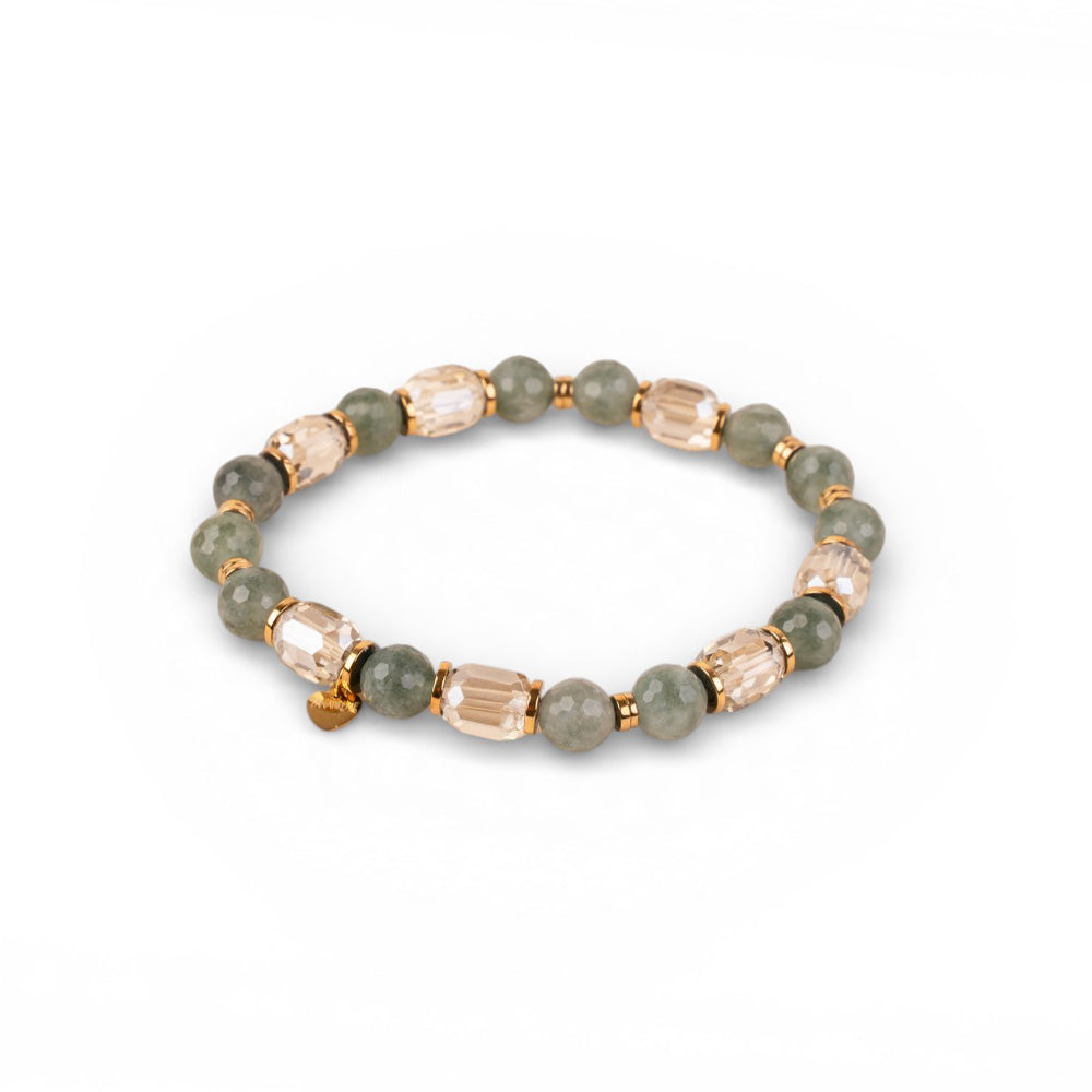 BRACCIALE ELASTICO CON SFERE SFACCETTATE E CILINDRI