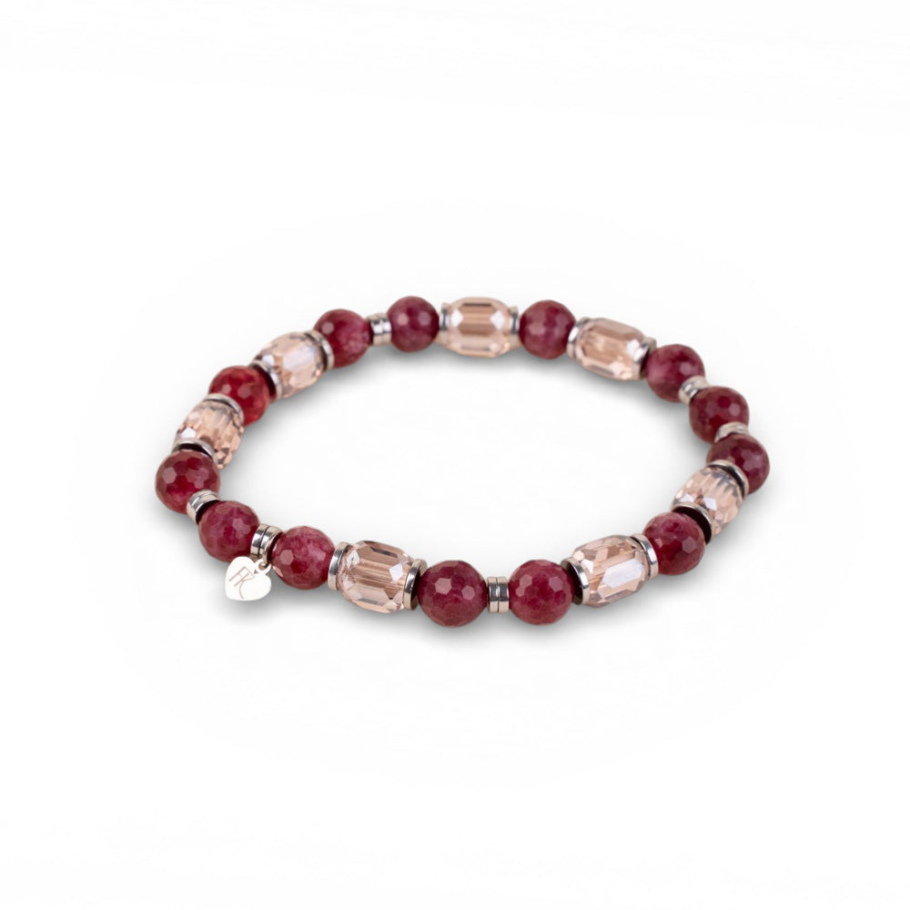 BRACCIALE ELASTICO CON SFERE SFACCETTATE E CILINDRI