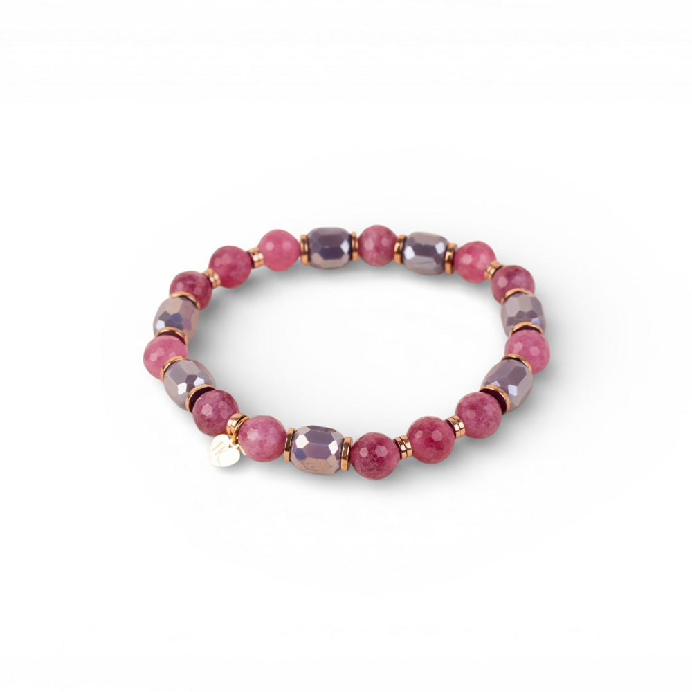 BRACCIALE ELASTICO CON SFERE SFACCETTATE E CILINDRI