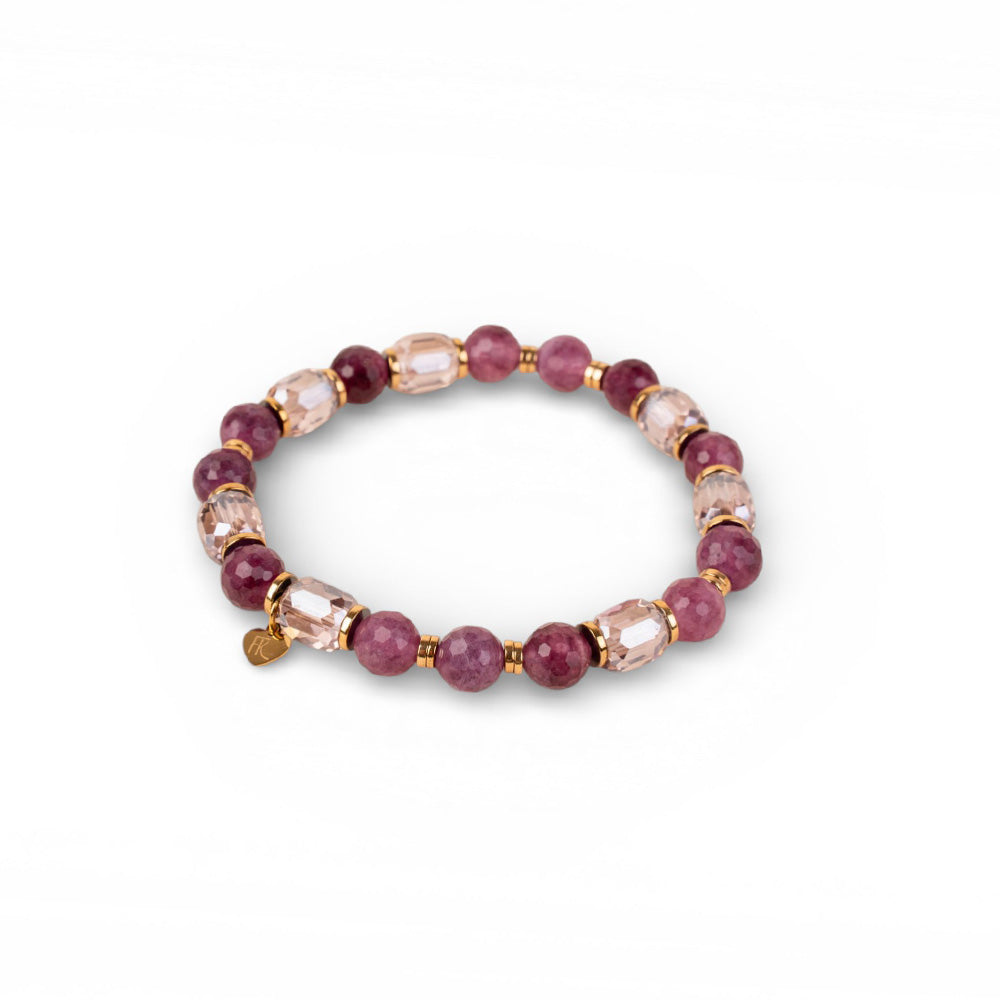 BRACCIALE ELASTICO CON SFERE SFACCETTATE E CILINDRI