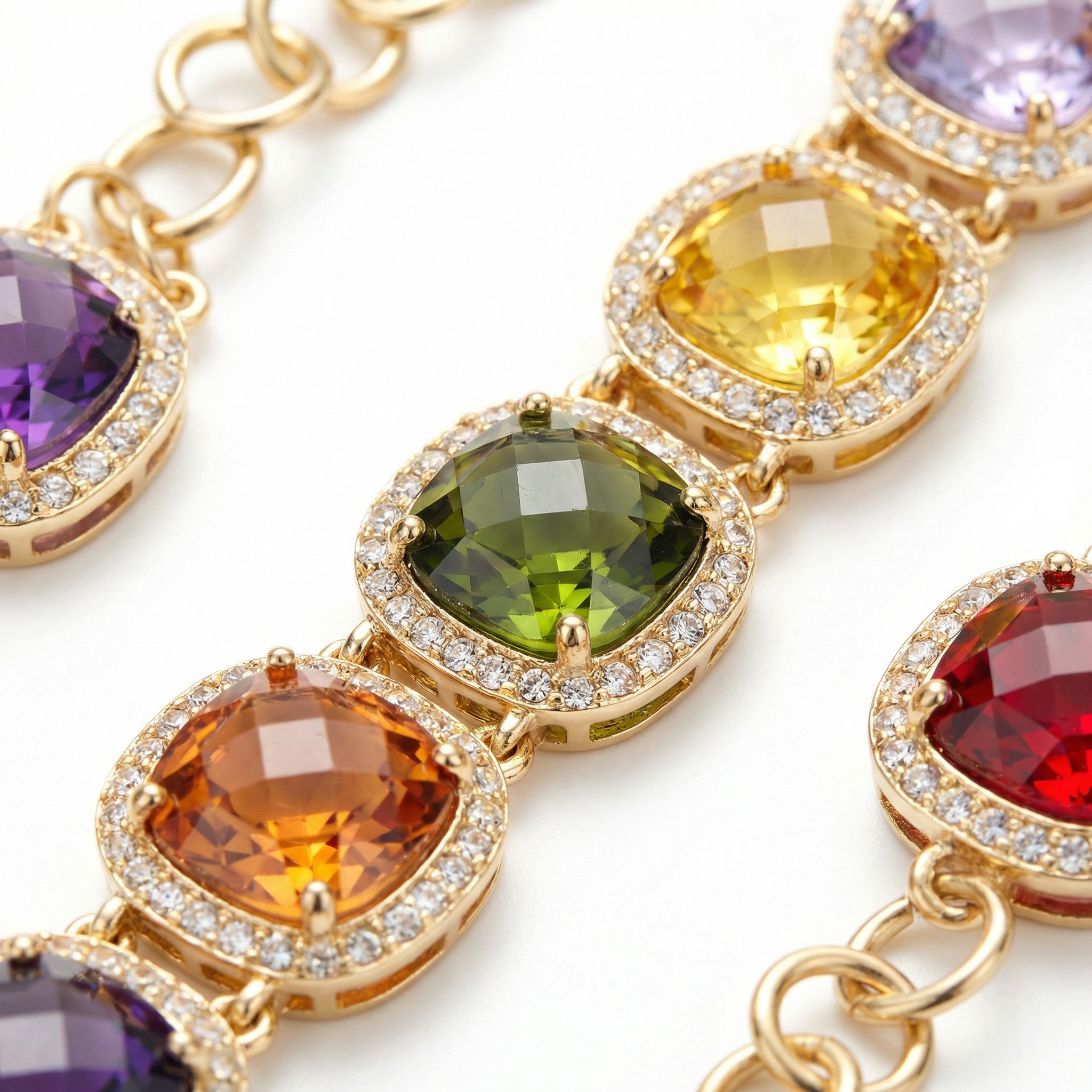 BRACCIALE MORBIDO CON PIETRE QUADRATE COLORATE