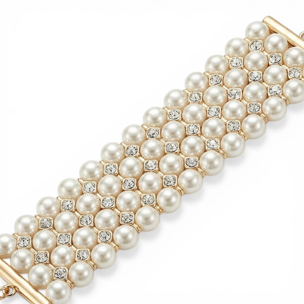 BRACCIALE SEMI RIGIDO CON PERLE E STRASS